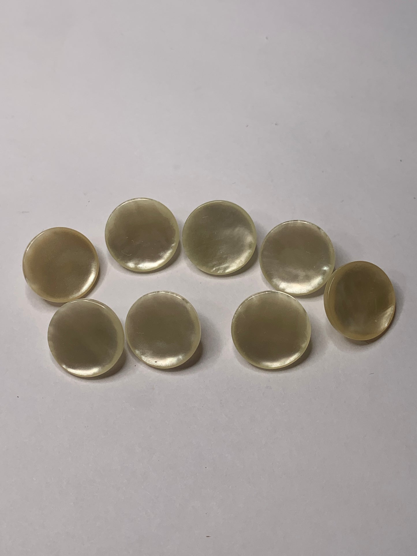 Vintage Children/Baby 8 Round Plastic Buttons, Shank, Off White, 1.5 cm, New/Old Stock