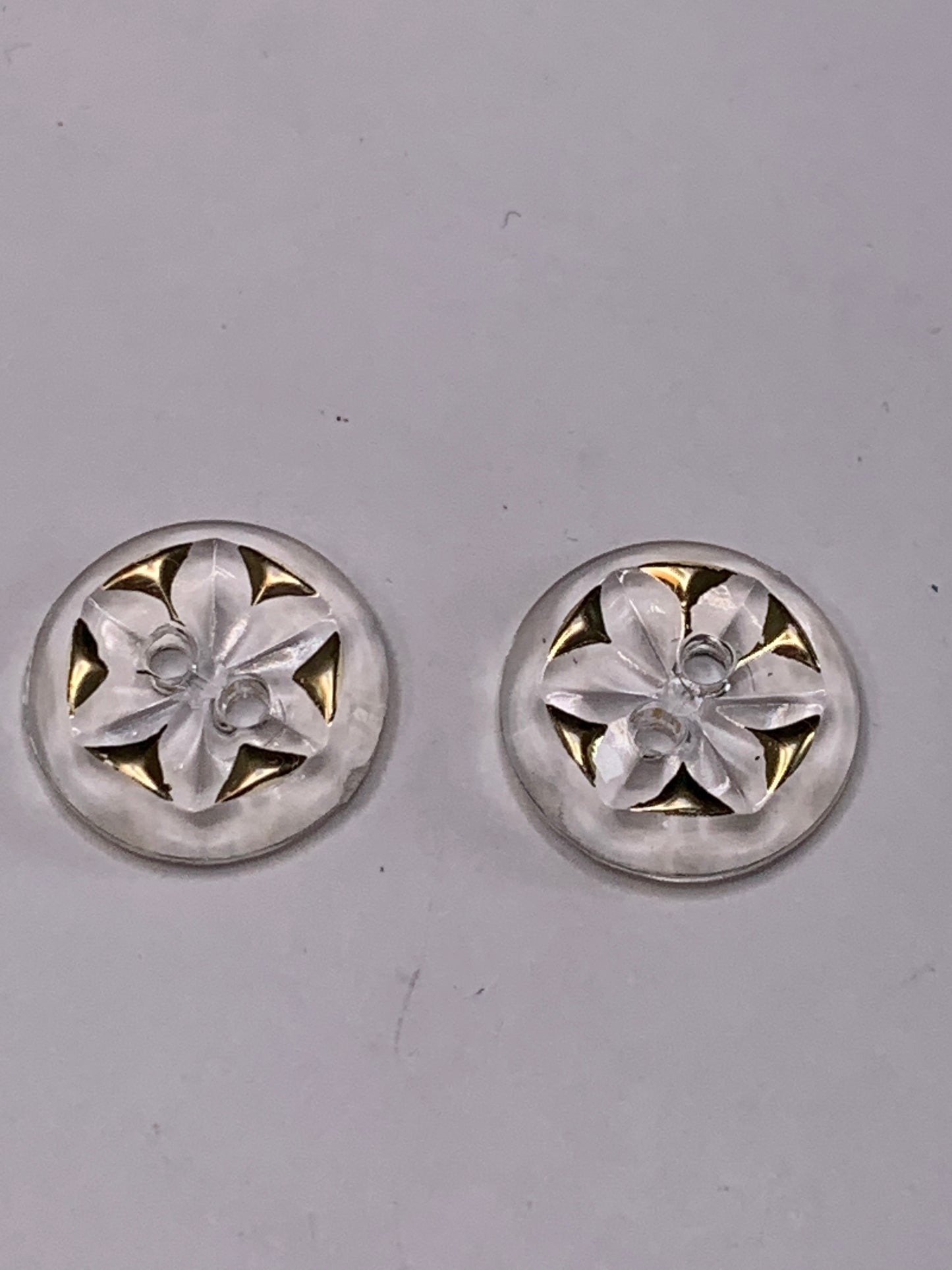 Vintage Children/Baby 2 Round Plastic Buttons, Two Holes, Off White, Beige, 1.5 cm, New/Old Stock