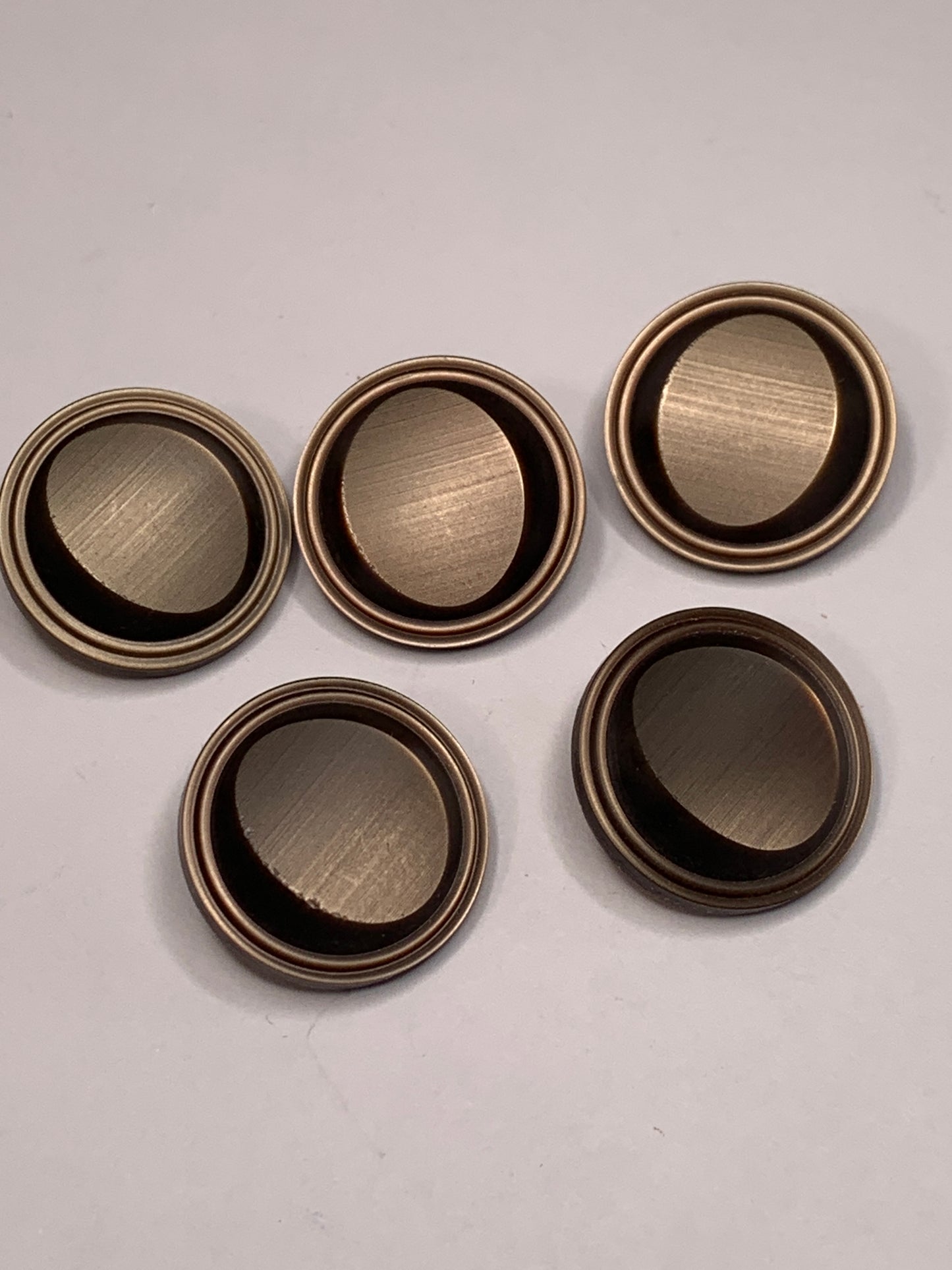 Vintage 5 Round Plastic Buttons, Shank, Brown, 1.8 cm, New/Old Stock