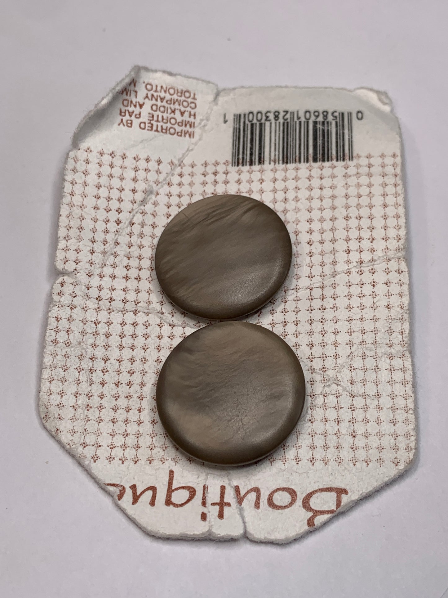 Vintage Round Plastic Buttons, Shank, Brown, 2.0 cm, New/Old Stock