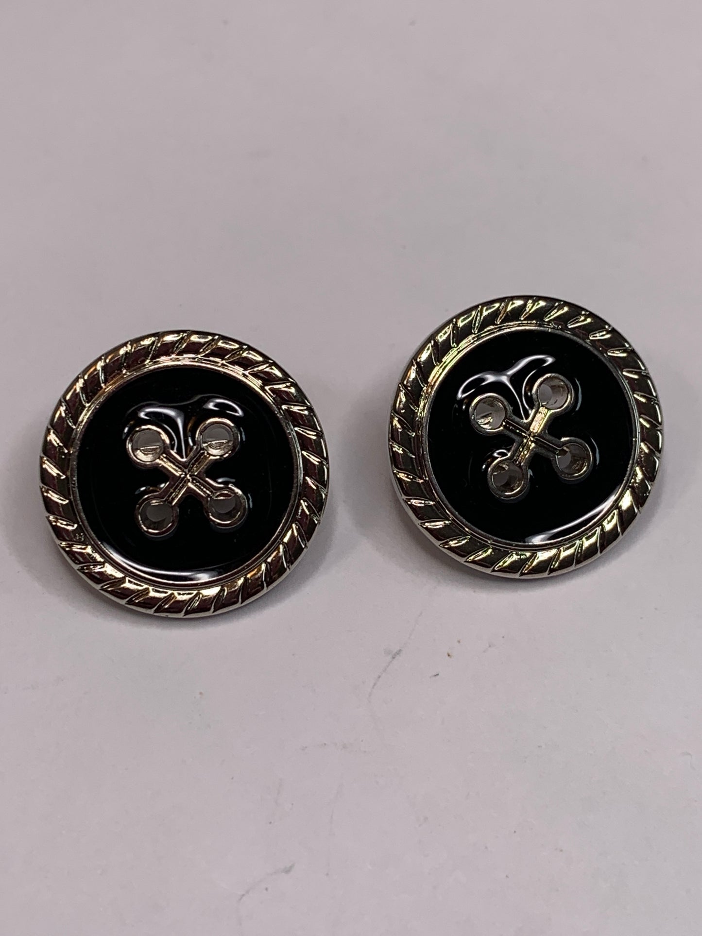 Vintage 2 Metal Buttons, Shank, Silver, 1.8 cm, New/Old Stock