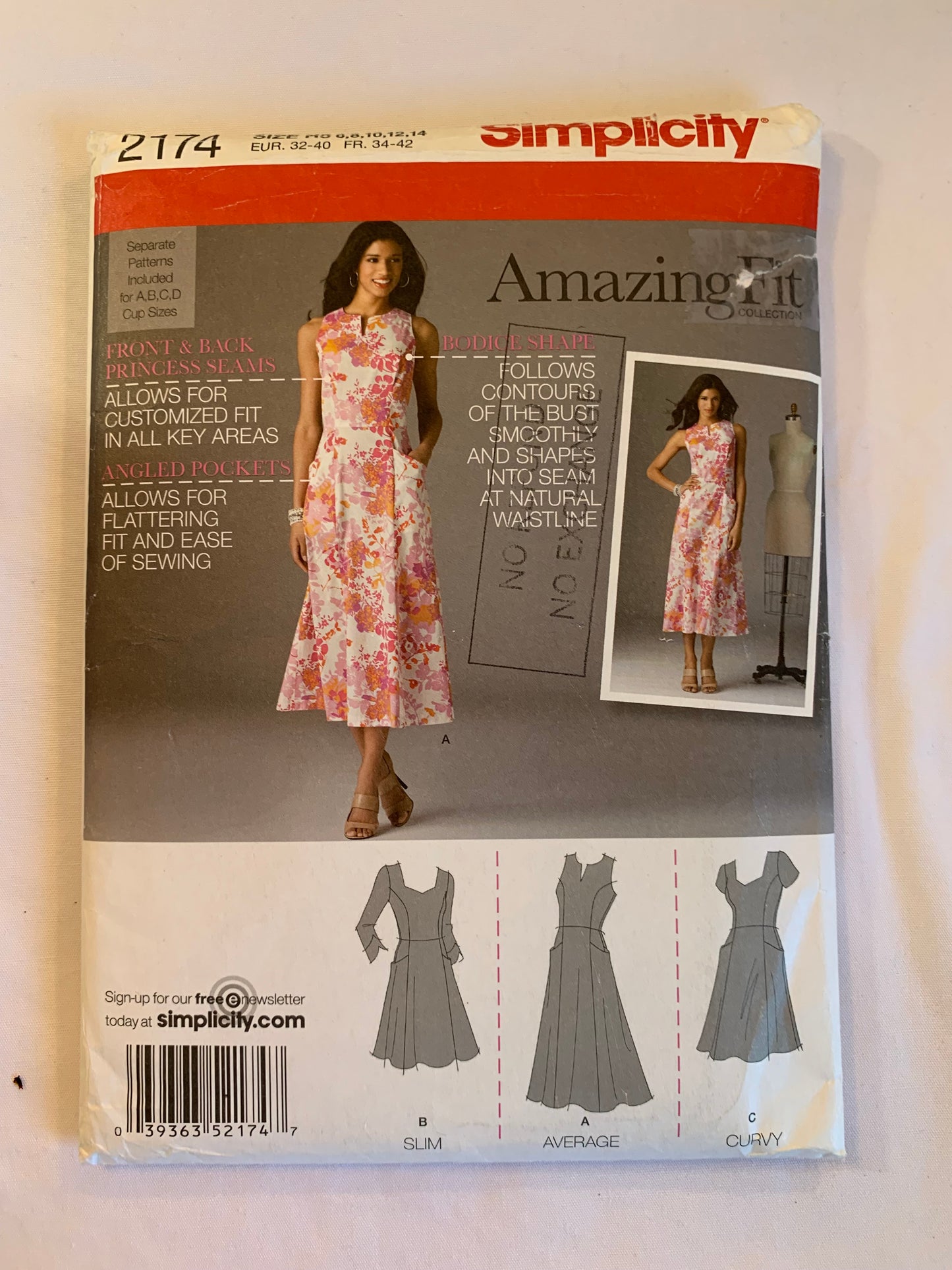 Simplicity Sewing Pattern 2174 Misses'/Misses' Petite Dress, Two Lengths, Long/Short Sleeves, Sleeveless, Zipper Back, Full Skirt, Princess Seams, Pockets, Size 6-142, Uncut, 2011