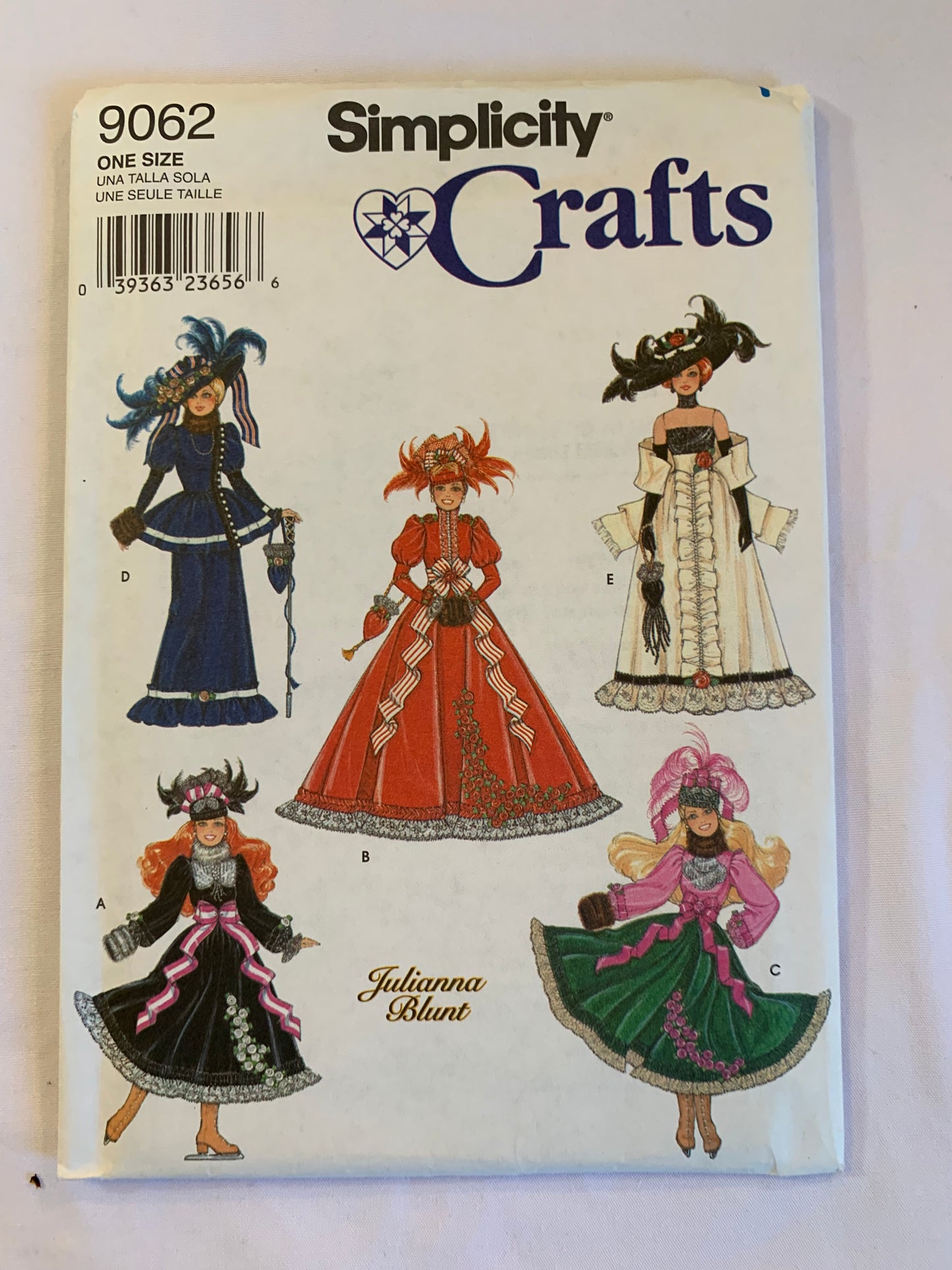Simplicity Sewing Pattern 9062 Wardrobe for 11 1/2 Inch Fashion Dolls, Dress, Hat, Purse, Top, Skirt, Gloves, Muff, Flared Skirt, Two Length, Uncut, Vintage 1999