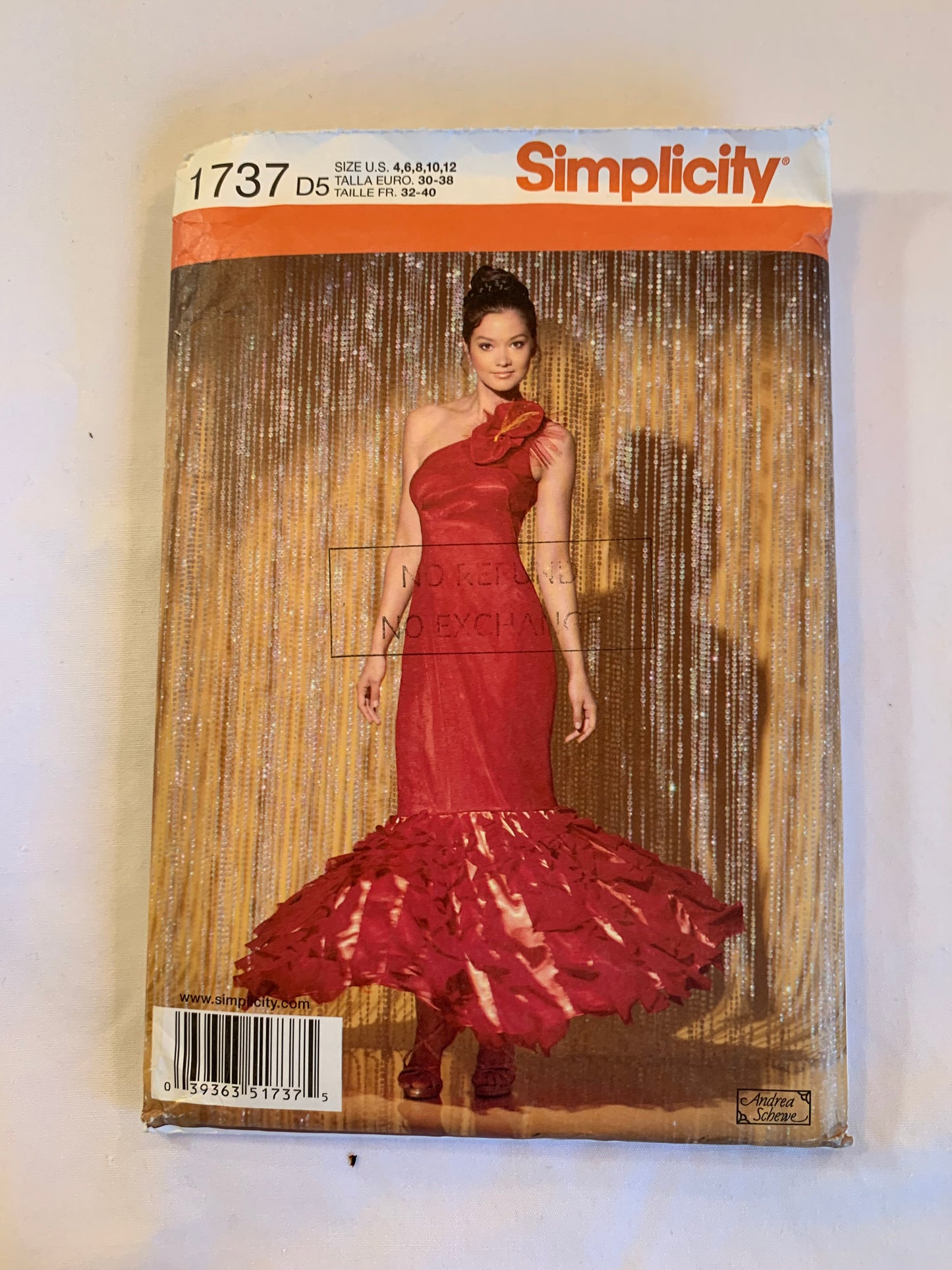 Simplicity Sewing Pattern 1737 Misses' Costumes, Mermaid Dress, Sleeveless, Fitted, Zipper Back, Size 4-12, Uncut, 2012