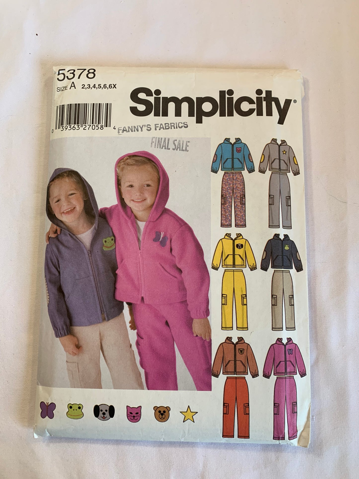 Simplicity Sewing Pattern 5378 Boy's/Girls' Hooded Jacket, Top, Pants, Pockets, Long Sleeves, Zipper Front, Elastic Waist, Size 2-6x, Cut, 2005