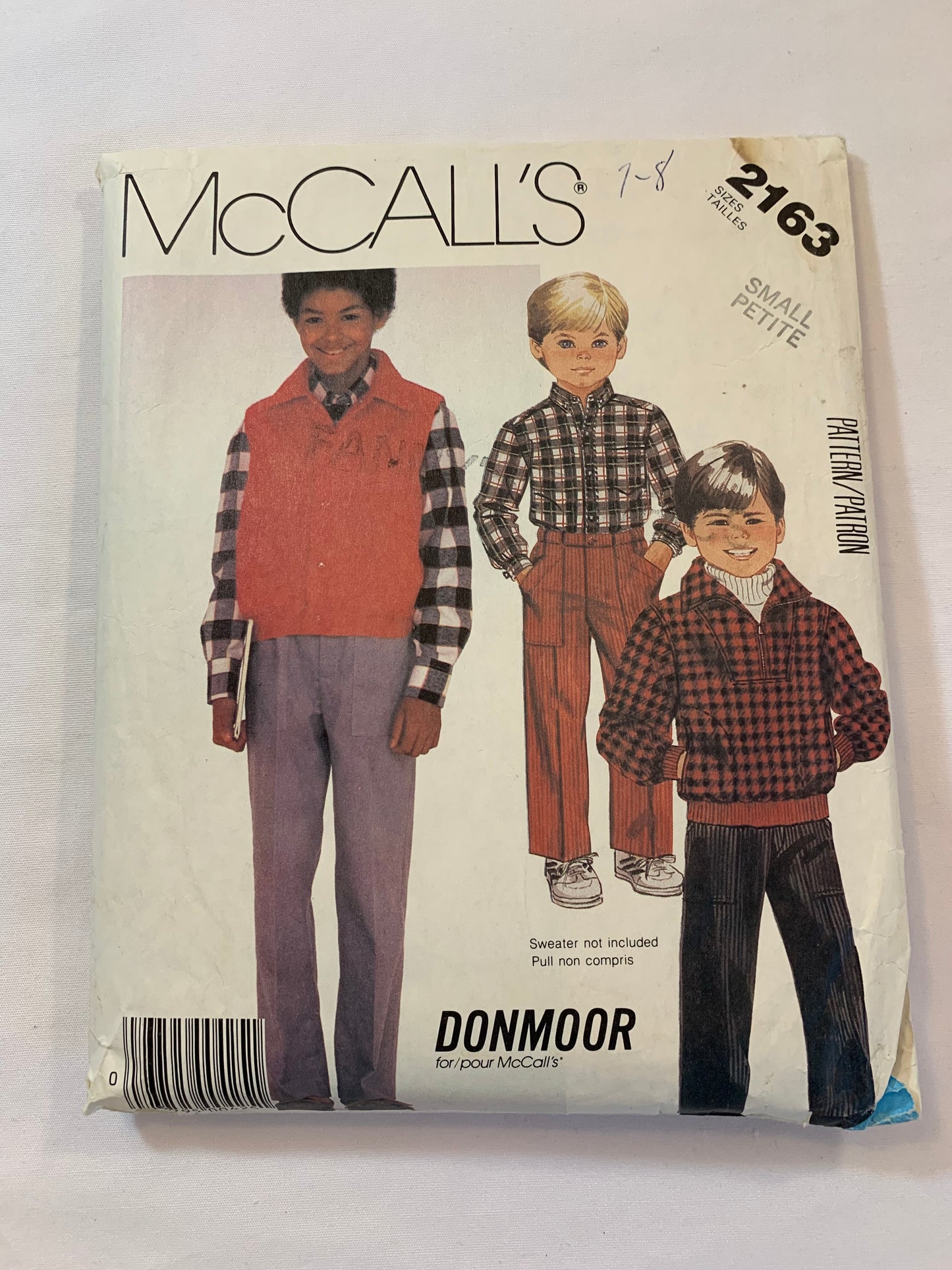 McCall's Sewing Pattern 2163 Children's/Boys' Unlined Jacket, Vest, Shirt, Pants, Collar, Long Sleeves, Elastic Waist, Pockets, Size 5-6, Cut, Vintage 1985
