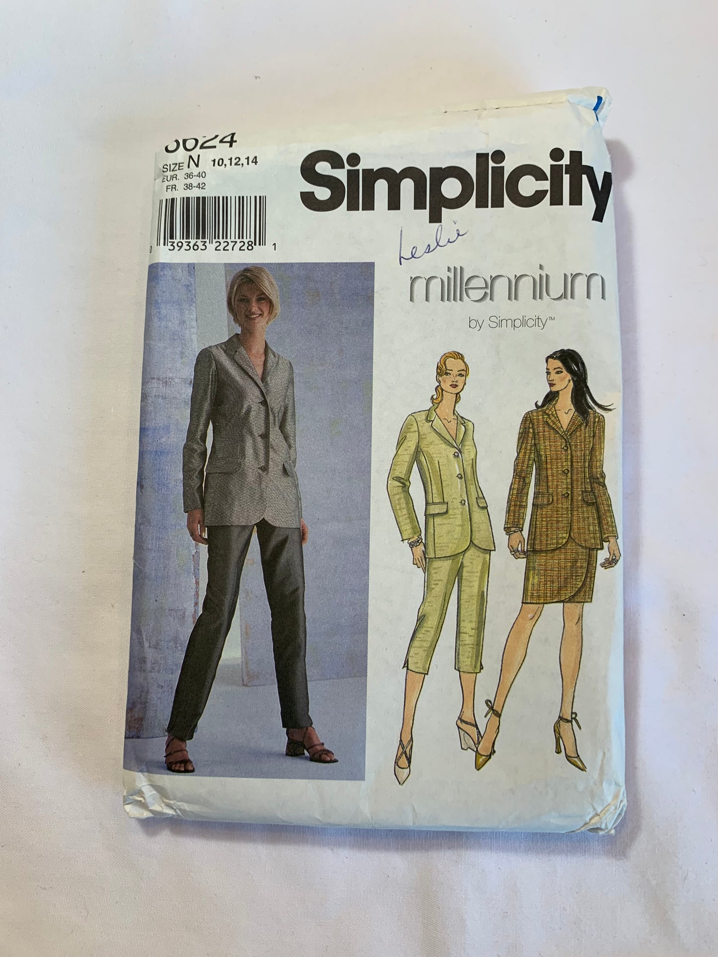 Simplicity Sewing Pattern 8624 Misses' Skirt, Pants, Jacket, Two Lengths, Princess Seams, Pockets, Zipper Closing, Size 10-14, Uncut, Vintage 1999