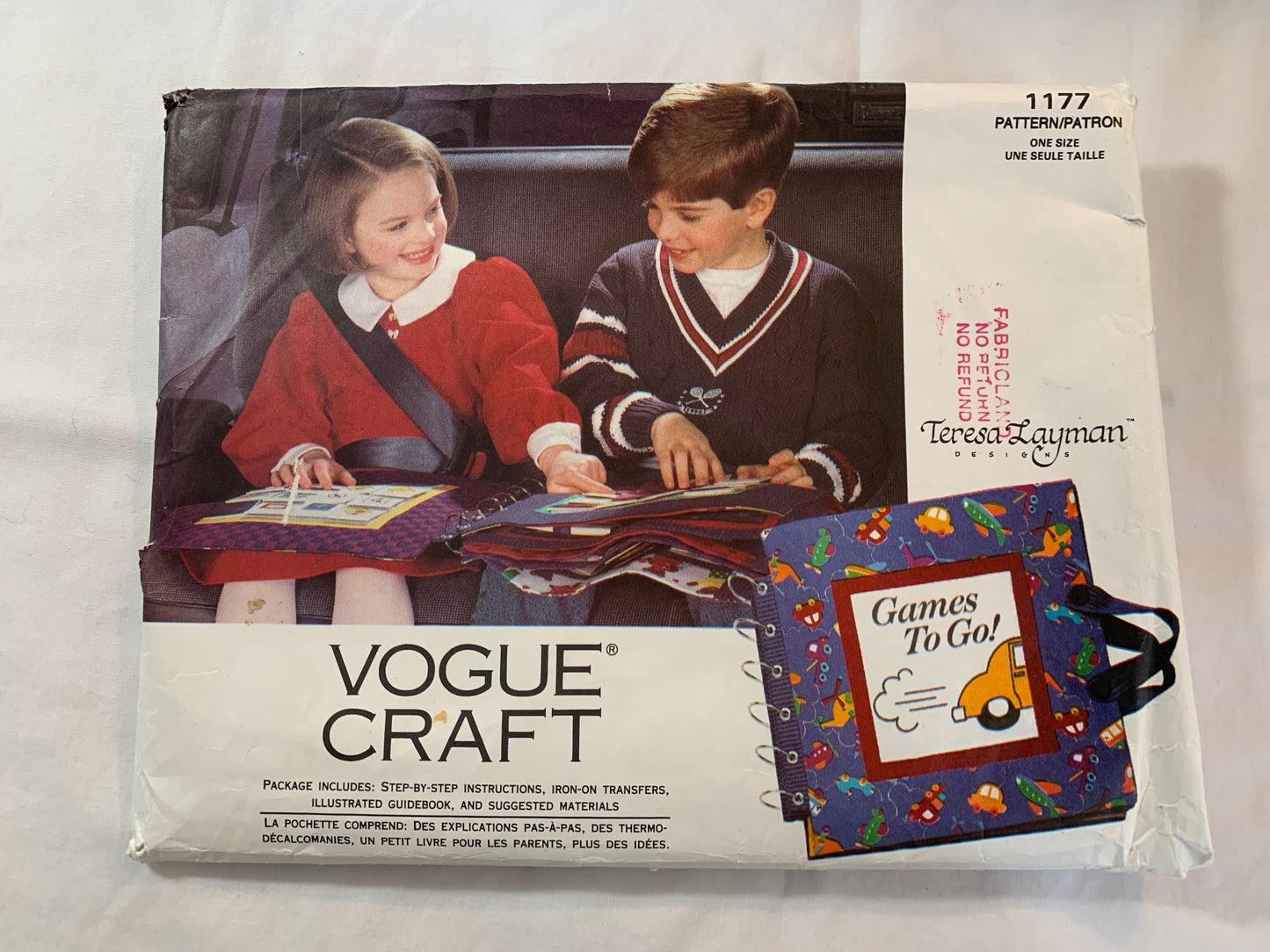 Vogue Sewing Pattern 1177 Crafts, Children's Soft Story Booklet, Games To Go, Transfers, Instructions, Uncut, Vintage 1978