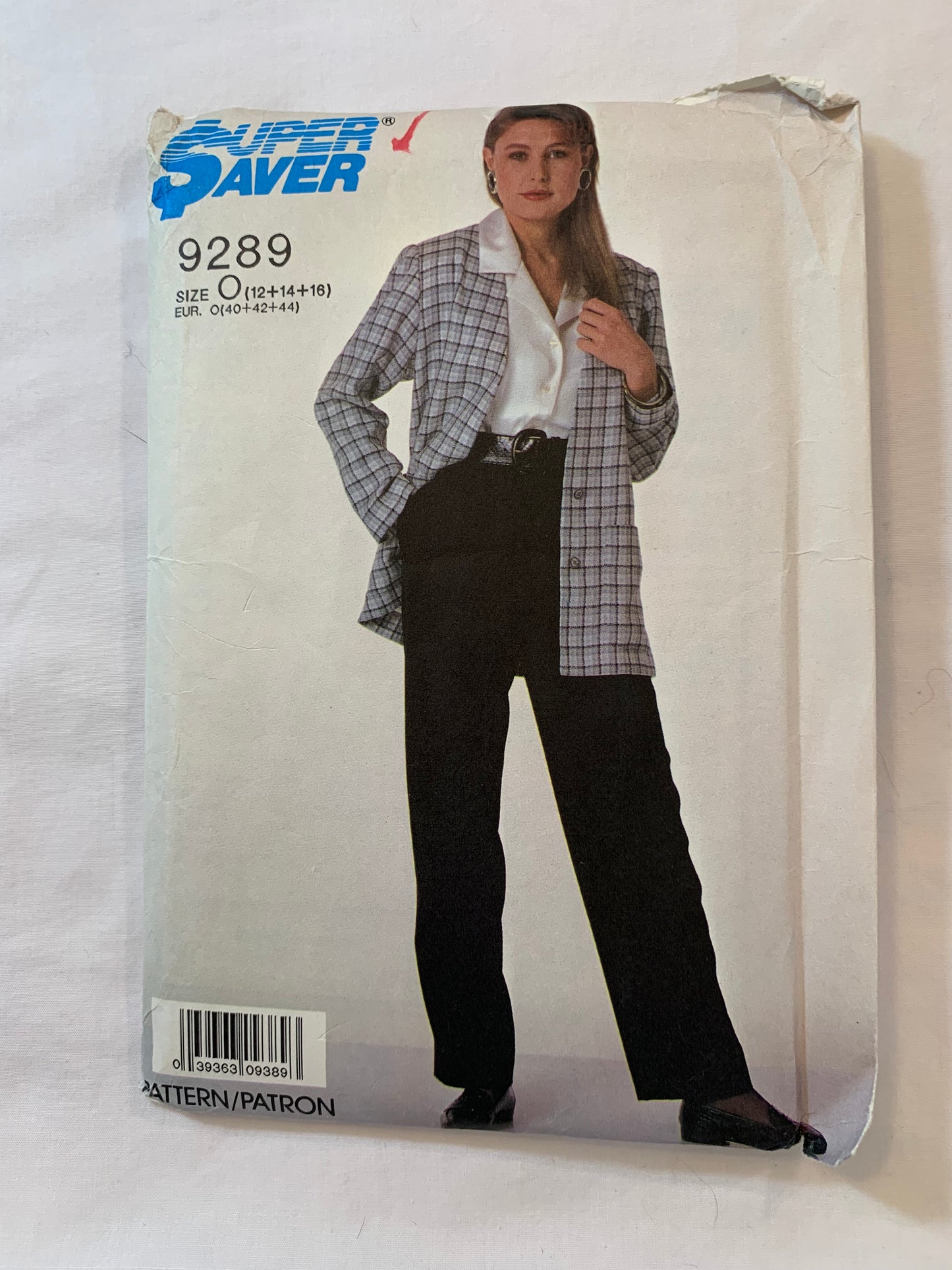 Simplicity Sewing Pattern 9289 Misses' Pants, Loose-Fitting Jacket, Pleats, Pockets, Button Front, Size 12-16, Uncut, Vintage 1989