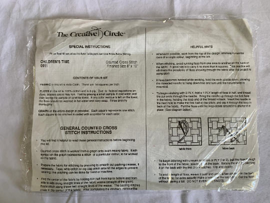 Vintage Creative Circle #0911 Children's Time, Cross Stitch Kit, Complete Instructions, Craft Kit, Stamped, Christmas Gift. Rocking Horse