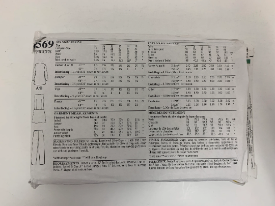 Simplicity New Look Sewing Pattern 6569 Misses' Jacket, Dress, Pants, Long Sleeves, Sleeveless, Button Front, Size 8-18, Uncut, 2002