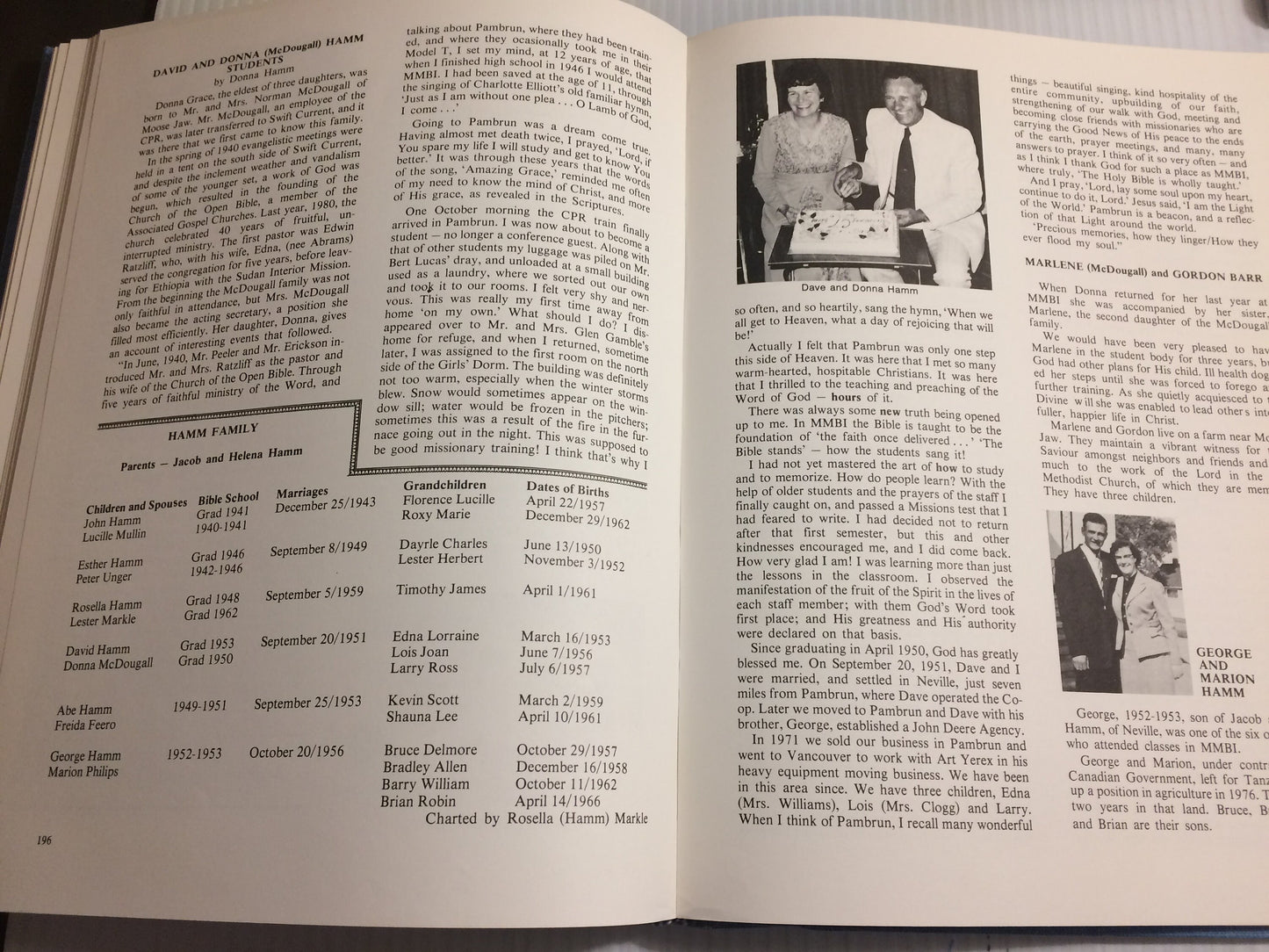 Links of gold 1932-1982 History Book, Remembrances, Family, Stories, Moose Jaw Saskatchewan, Pambrun, Miller Memorial Bible Institute, 1981