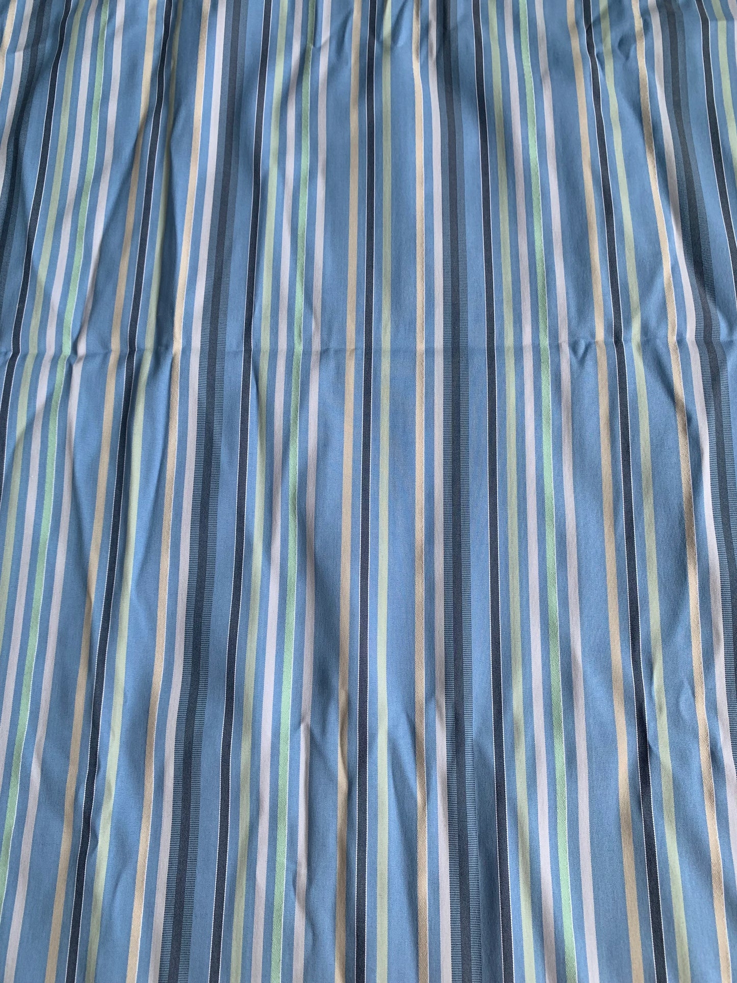 Vintage Mod 1970's Striped Polyester Fabric, Blue, Green, White, Black, Grey, 100 x 46 Inches, New/Old Stock