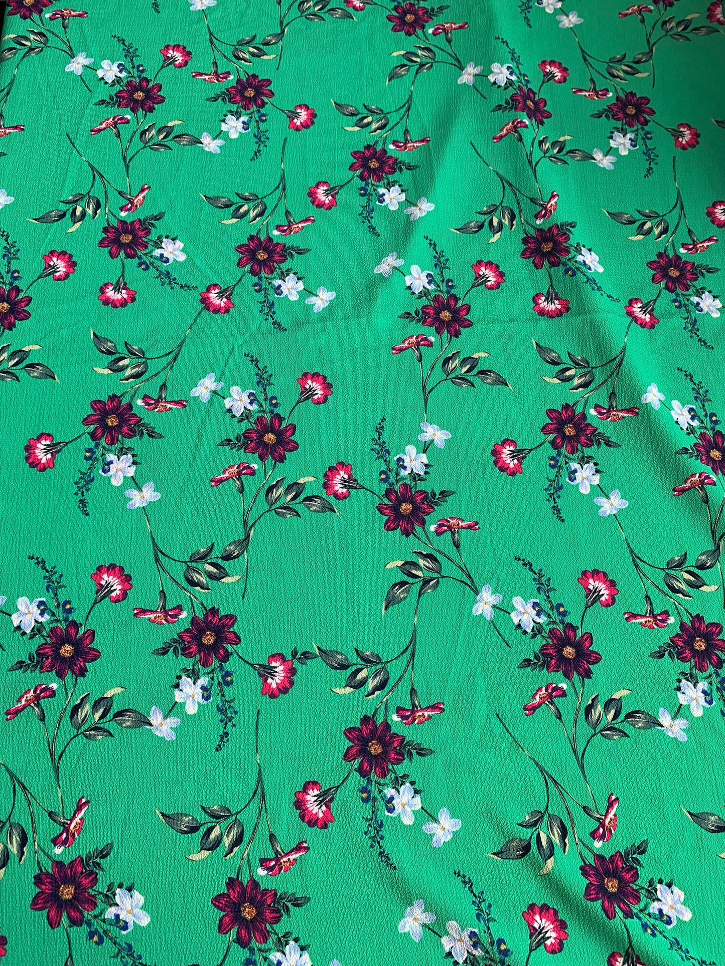 Vintage Green Flower Design, Polyester Floral Print, 168 x 60 Inches, New/Old Stock