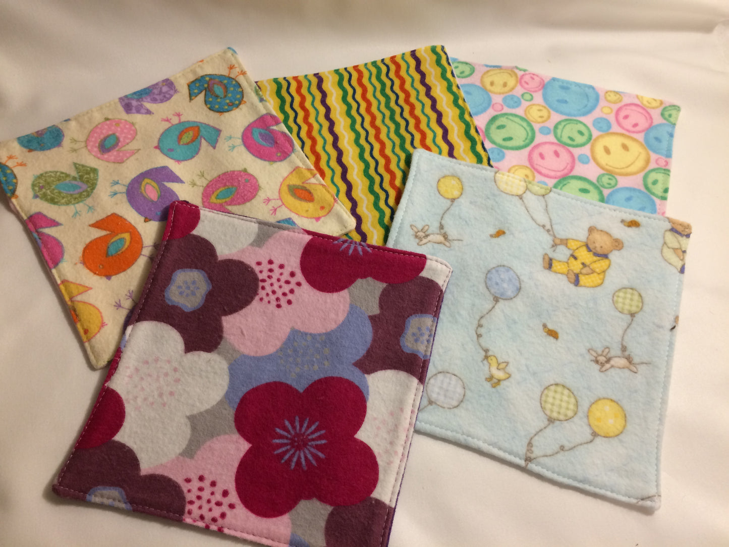 Washcloths/Wipes, Flannelette, Reversible, Environmentally Safe, 100% Cotton, Handmade, Gift, Baby, Facial Cleansing, Eco-Friendly, Re-Usable