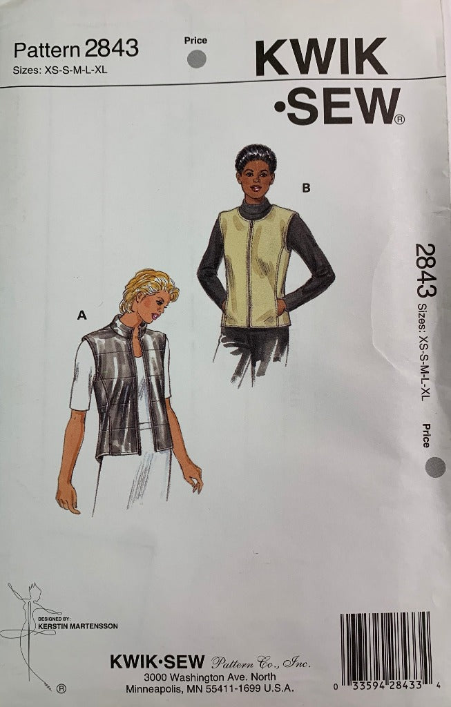 KWIK 2843 Misses' Vests, Size XS-XL, Vintage 1999