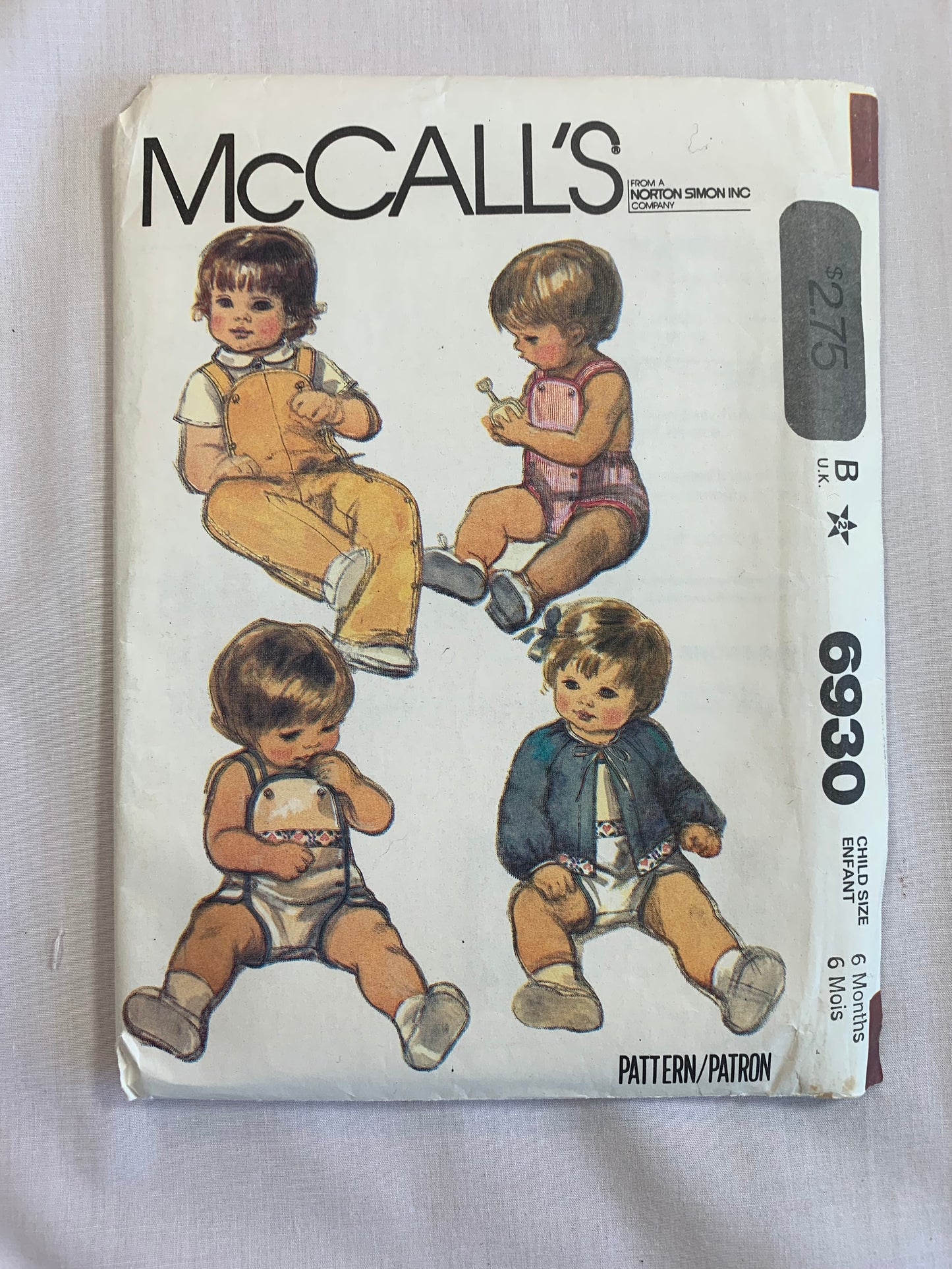 McCall's Sewing Pattern 6930 Infants' Romper, Jacket, Shirt, Long/Short Raglan Sleeves, Two Lengths, Button Front, Size 12-25 Pounds, Uncut, Vintage 1980