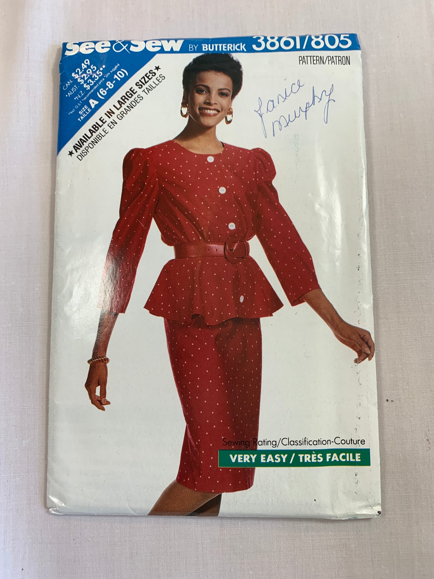 Butterick Sewing Pattern See & Sew 3861 Misses'/Misses' Petite Top, Skirt, Loose-Fitting, Shoulder Pads, Straight, Zipper Back, Size 6-10, Uncut, Vintage 1989