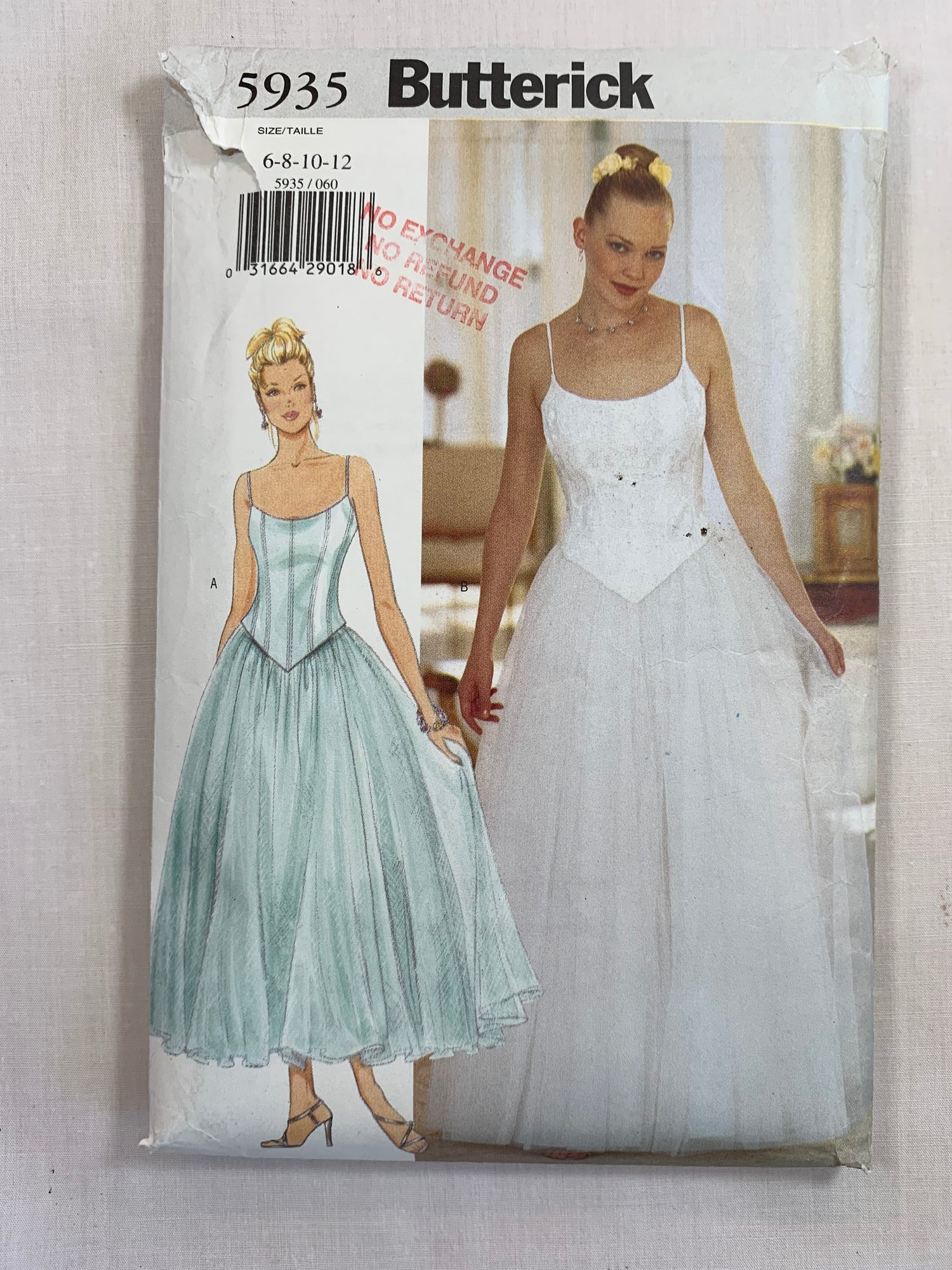 utterick Sewing Pattern 5935 Misses' Top, Lined Skirt, Fitted, Two Lengths, Princess Seams, Zipper Back, Flared, Gathered Waistband, Size 6-12, Uncut, Vintage 1998