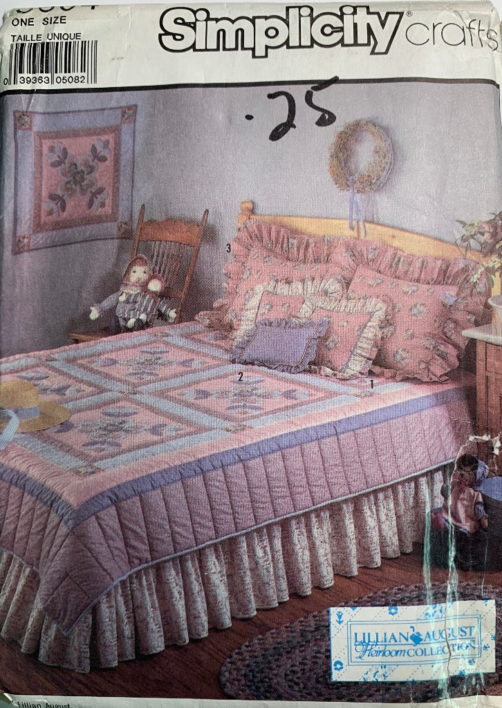 Simplicity 8604 Full/Queen Size Duvet, Dust Ruffle, Pillow Shams, Pillow Covers, Uncut, Vintage 1988