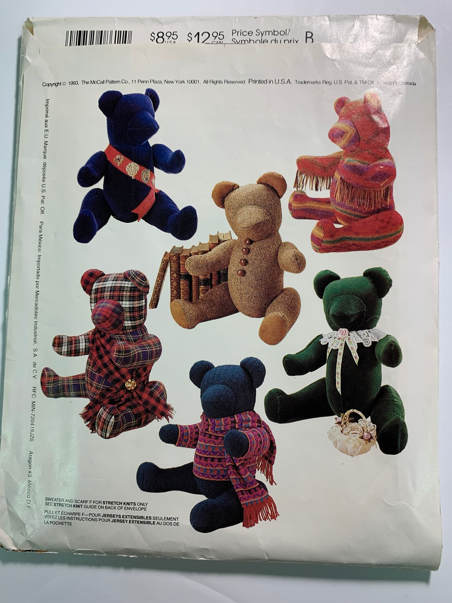 McCall's Crafts 861 Stuffed Bears Six Variations, Vintage 1993