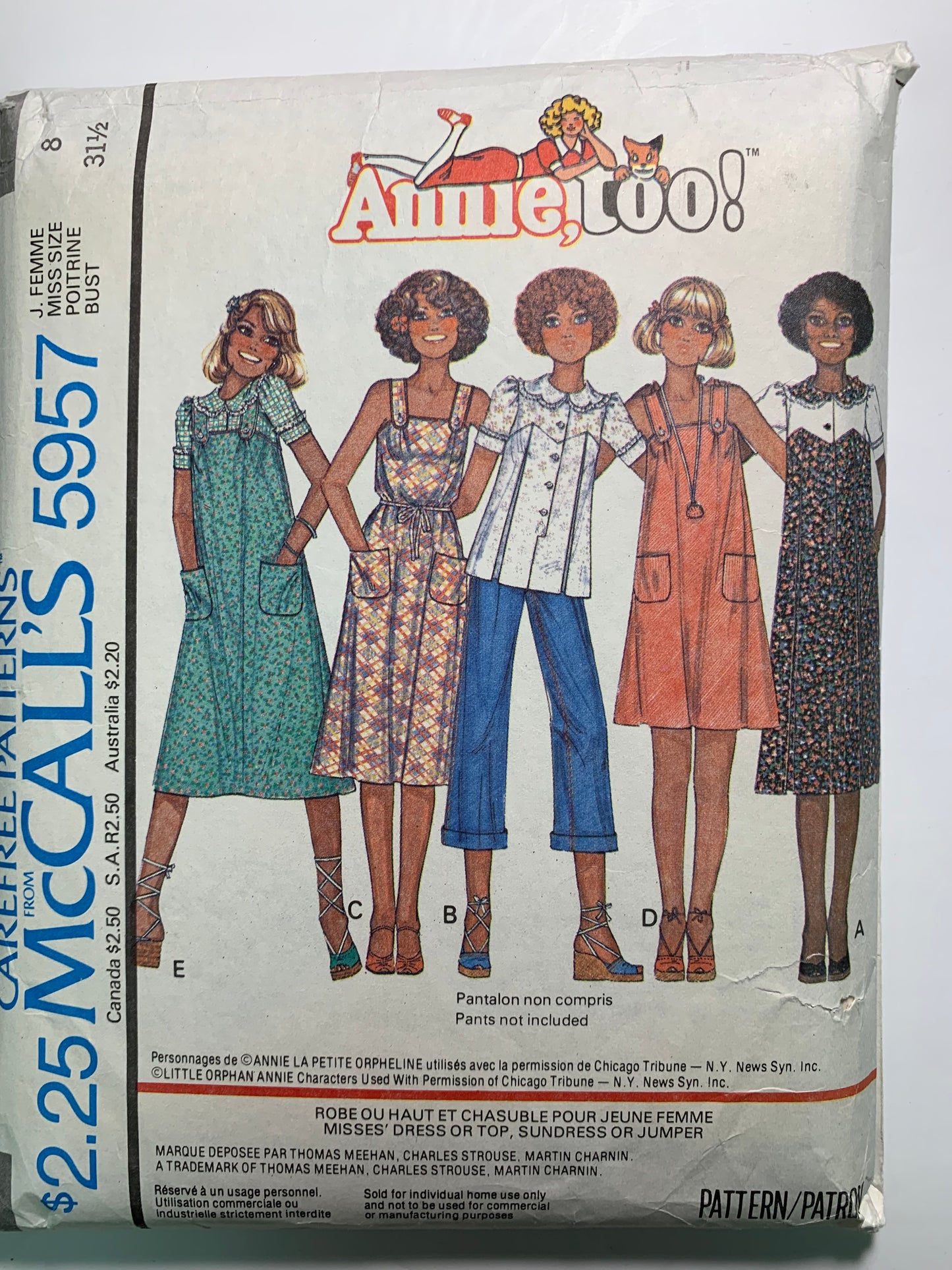 McCall's 5957 Misses' Dress, Top, Sundress, Jumper, Size 8, Cut, Vintage 1978