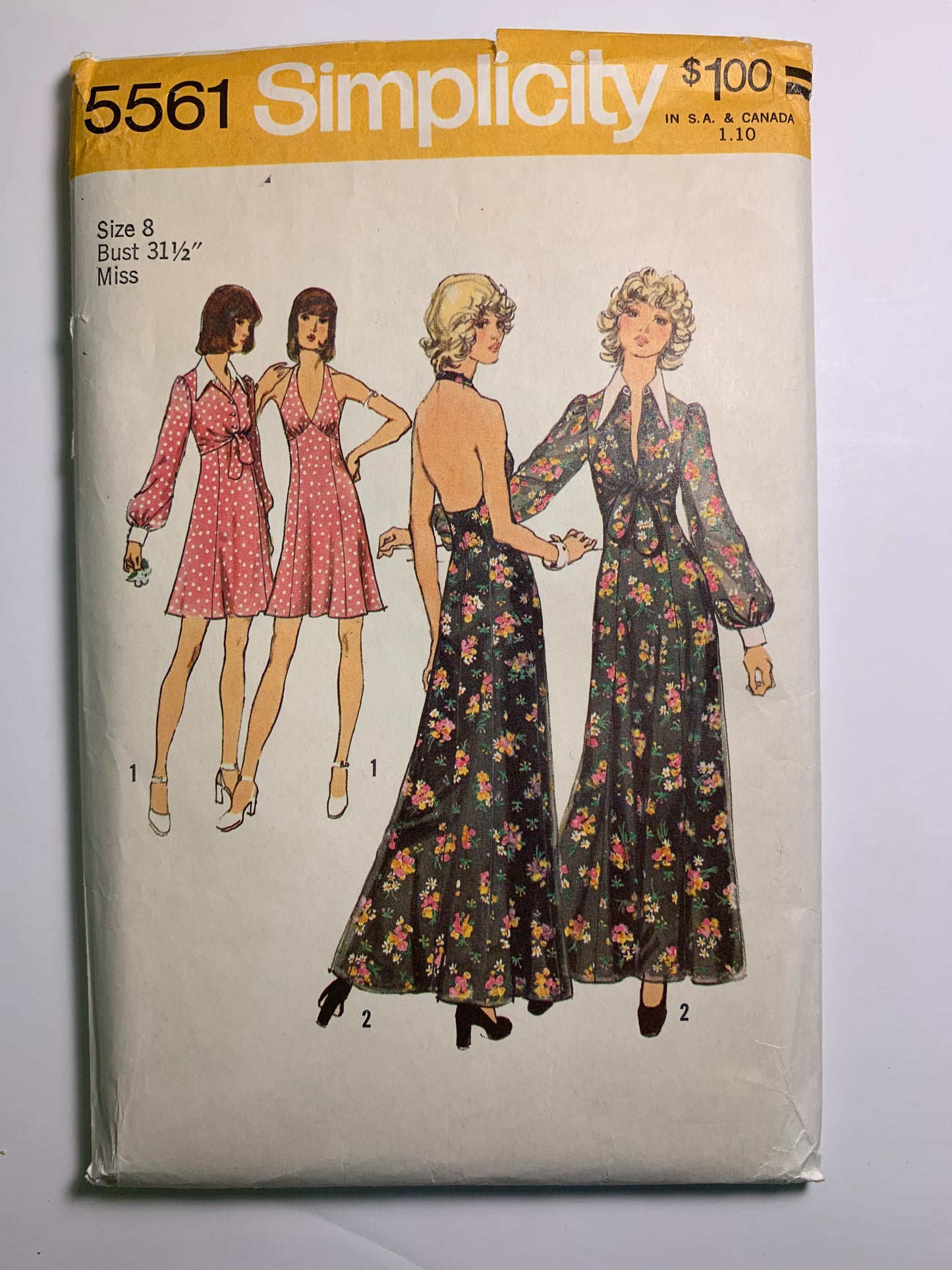 Simplicity 5561 Misses' Halter Dress, Unlined Jacket, Size 8, Cut, Vintage 1973