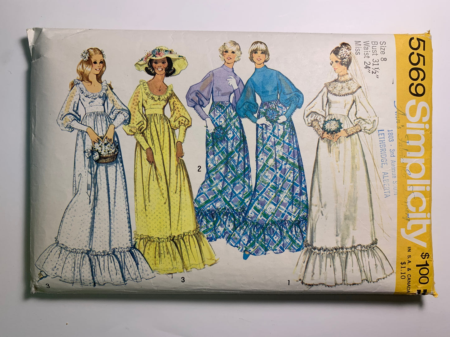 Simplicity 5569 Misses' Wedding Dress, Bridesmaid Dress, Size 8, Cut, Vintage 1973