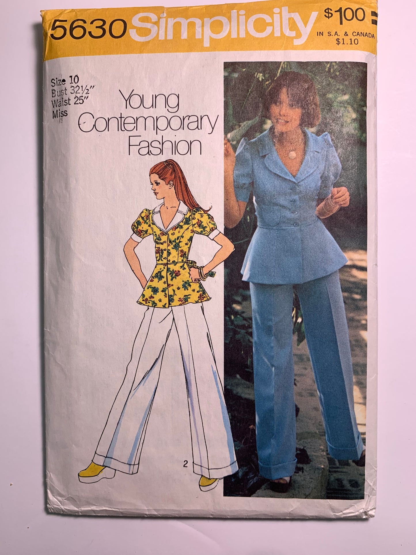 Simplicity 5630 Misses' Unlined Jacket, Pants, Size 10, Cut, Vintage 1973