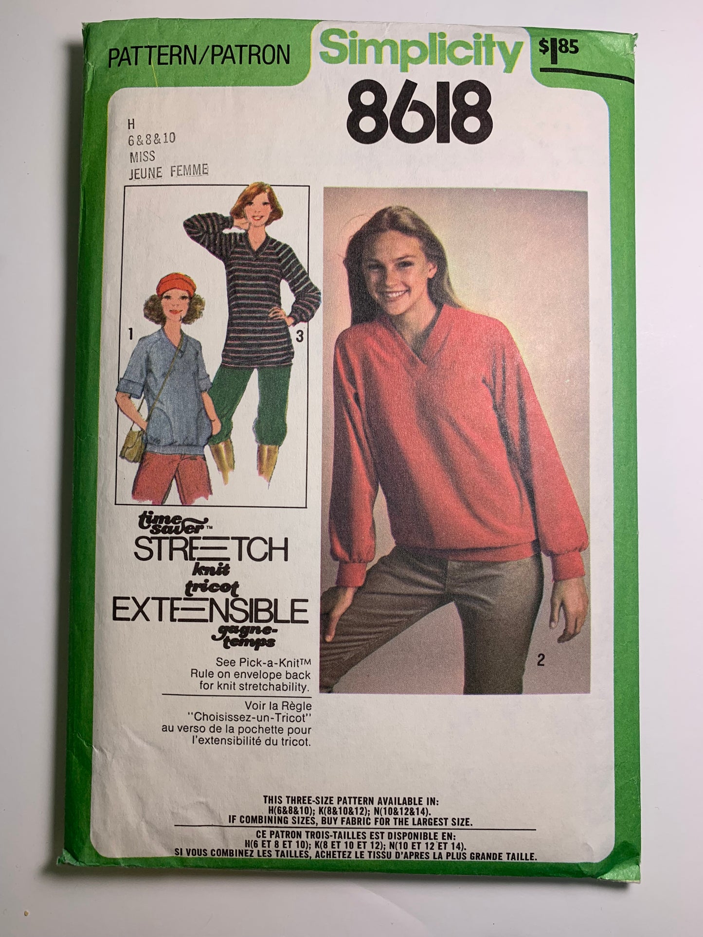 Simplicity 8618 Misses' Top, Size 6-8, Cut, Vintage 1978