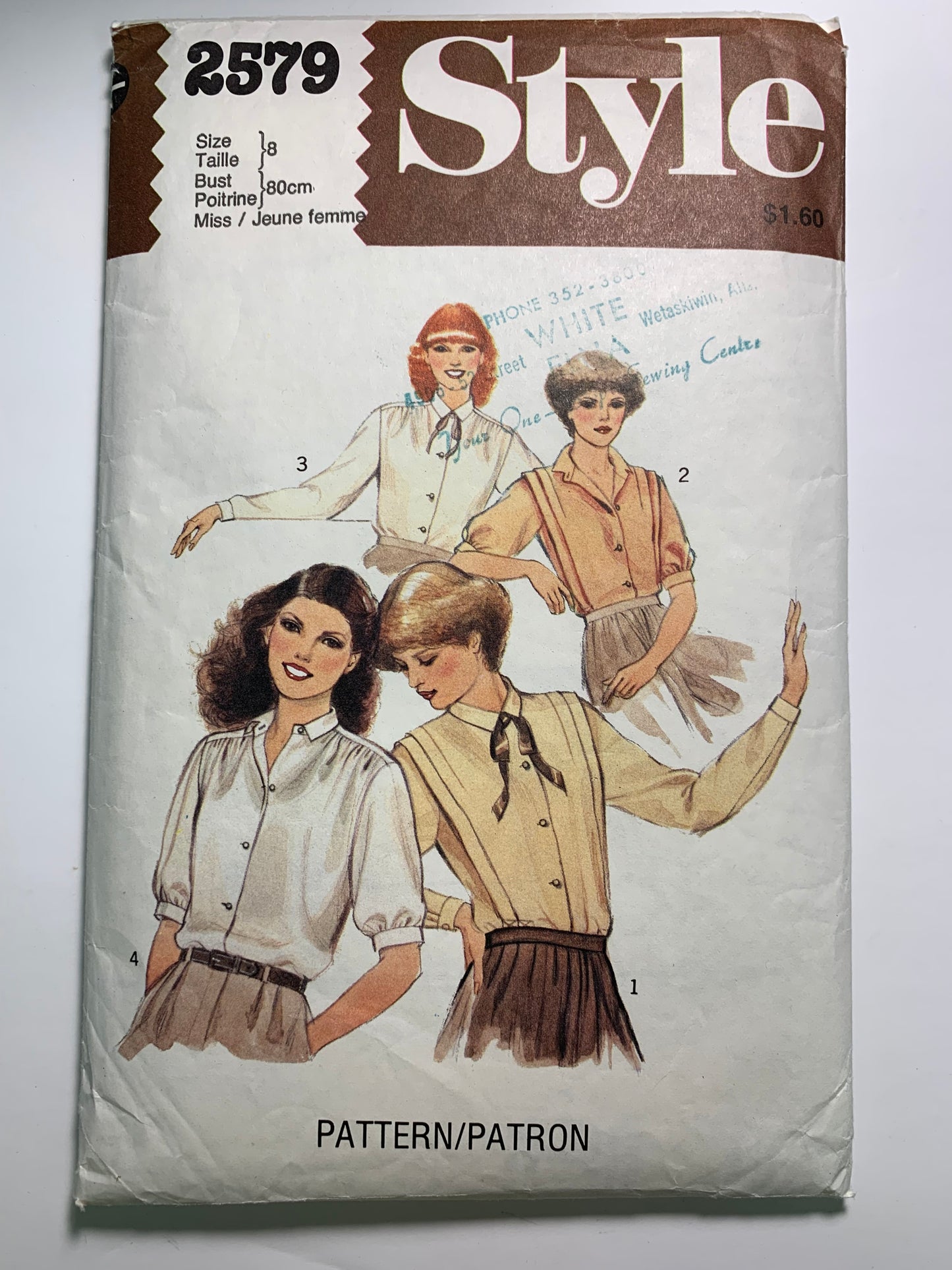 Style 2579 Misses' Blouses, Size 8, Cut, Vintage 1979
