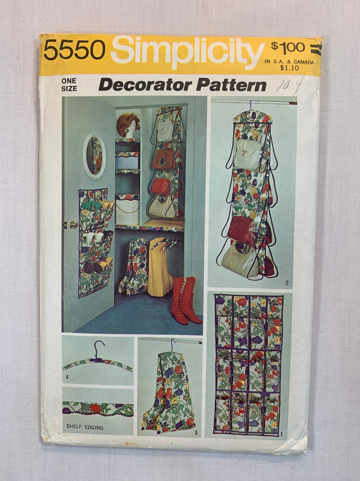 Simplicity Sewing Pattern 5550 Crafts, Closet Organizers, Shoe Bag, Handbag, Boot Bag, Dress Hanger Covers, Uncut, Vintage 1973