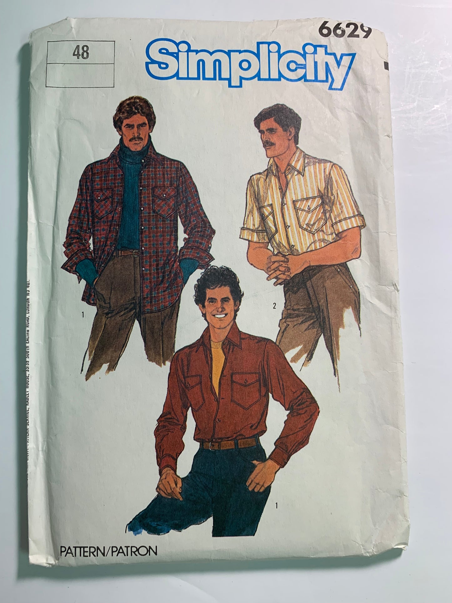 Simplicity 6629 Men's Shirt, Size 48, Uncut, Vintage 1984