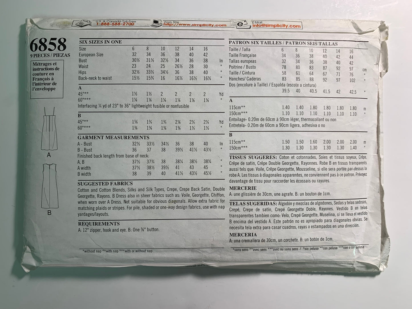 Simplicity New Look 6858 Misses' Dress, Size 6-16, Cut