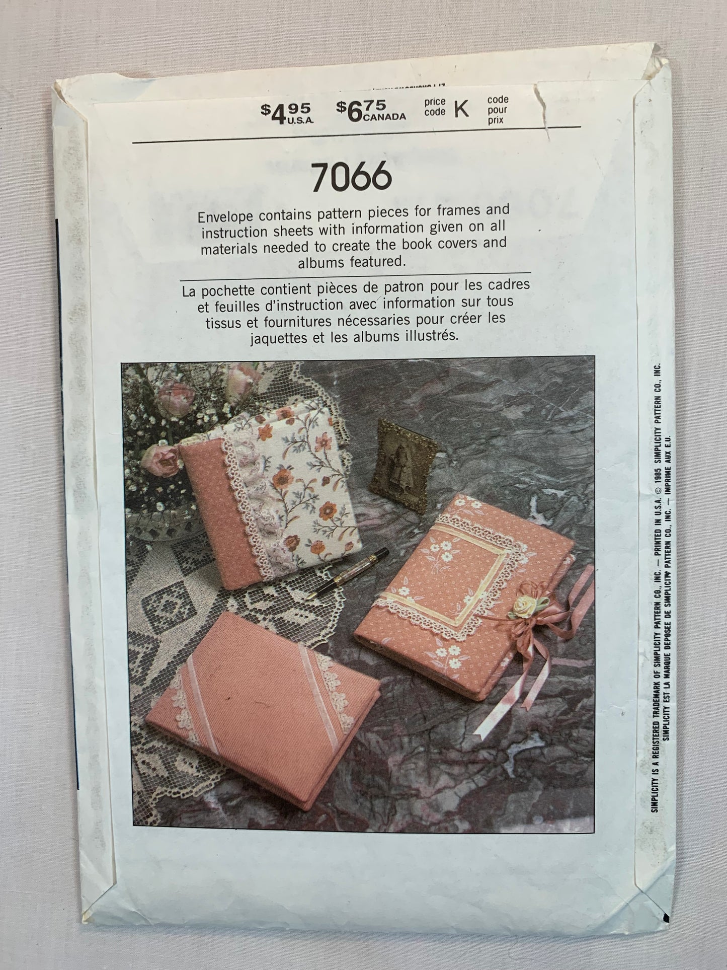 Simplicity Sewing Pattern 7066 Crafts, Frames, Book Covers, Albums Covers, Uncut, Vintage 1985