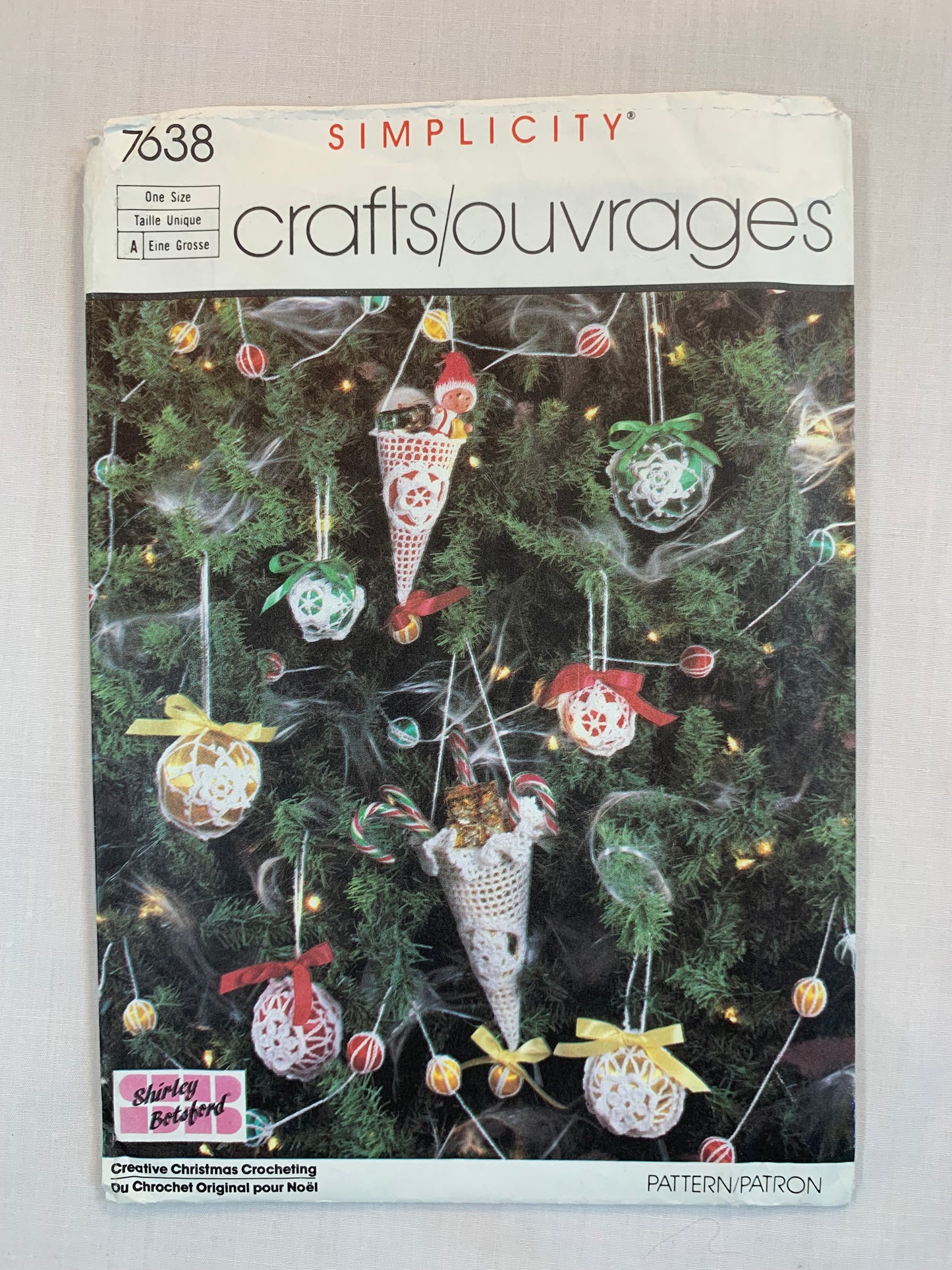 Simplicity Sewing Pattern 7638 Holiday, Crocheted Ornaments, Tree Topper, Garland, Cones, Small/Large Balls, Uncut, Vintage 1986