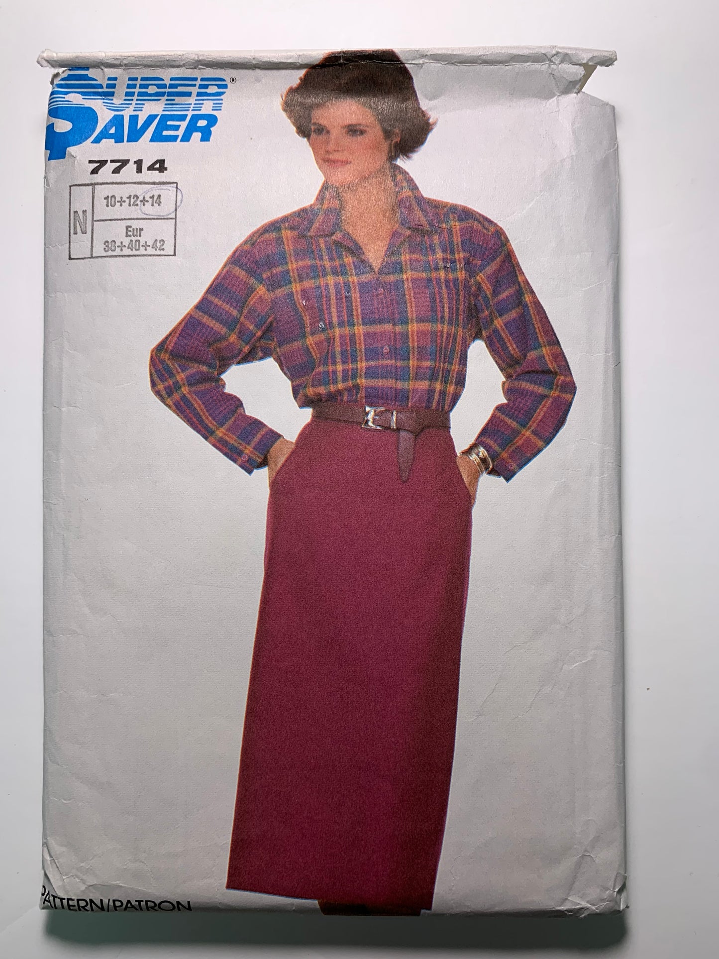Simplicity 7714 Super Saver Misses' Shirt, Skirt, Size 10-14, Cut, Vintage 1986