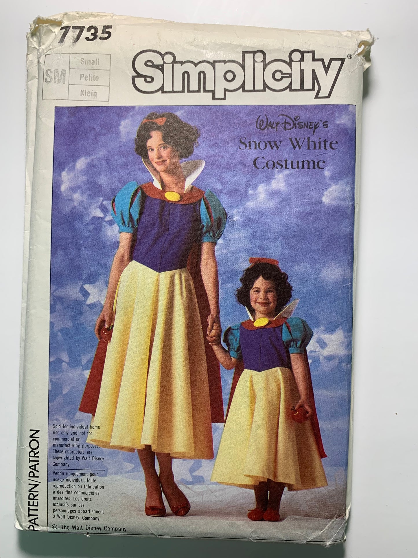 Simplicity 7735 Misses' Snow White Costumes, Size 10-12, Uncut, Vintage 1986