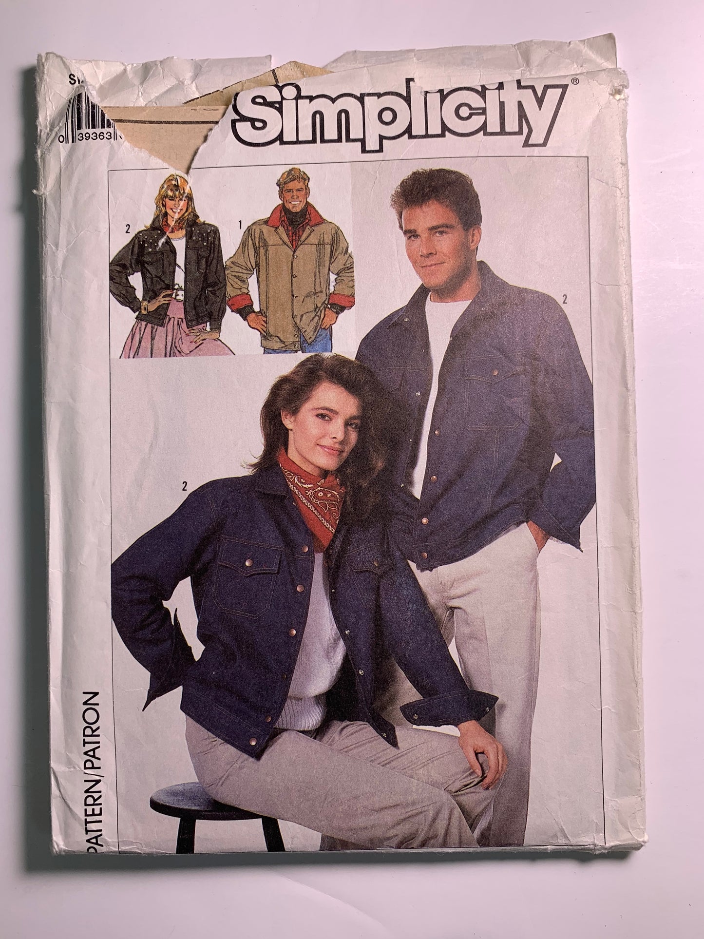 Simplicity 8177 Misses', Men's, Teens' Unlined Jacket, Size 38-40, Uncut, Vintage 1987