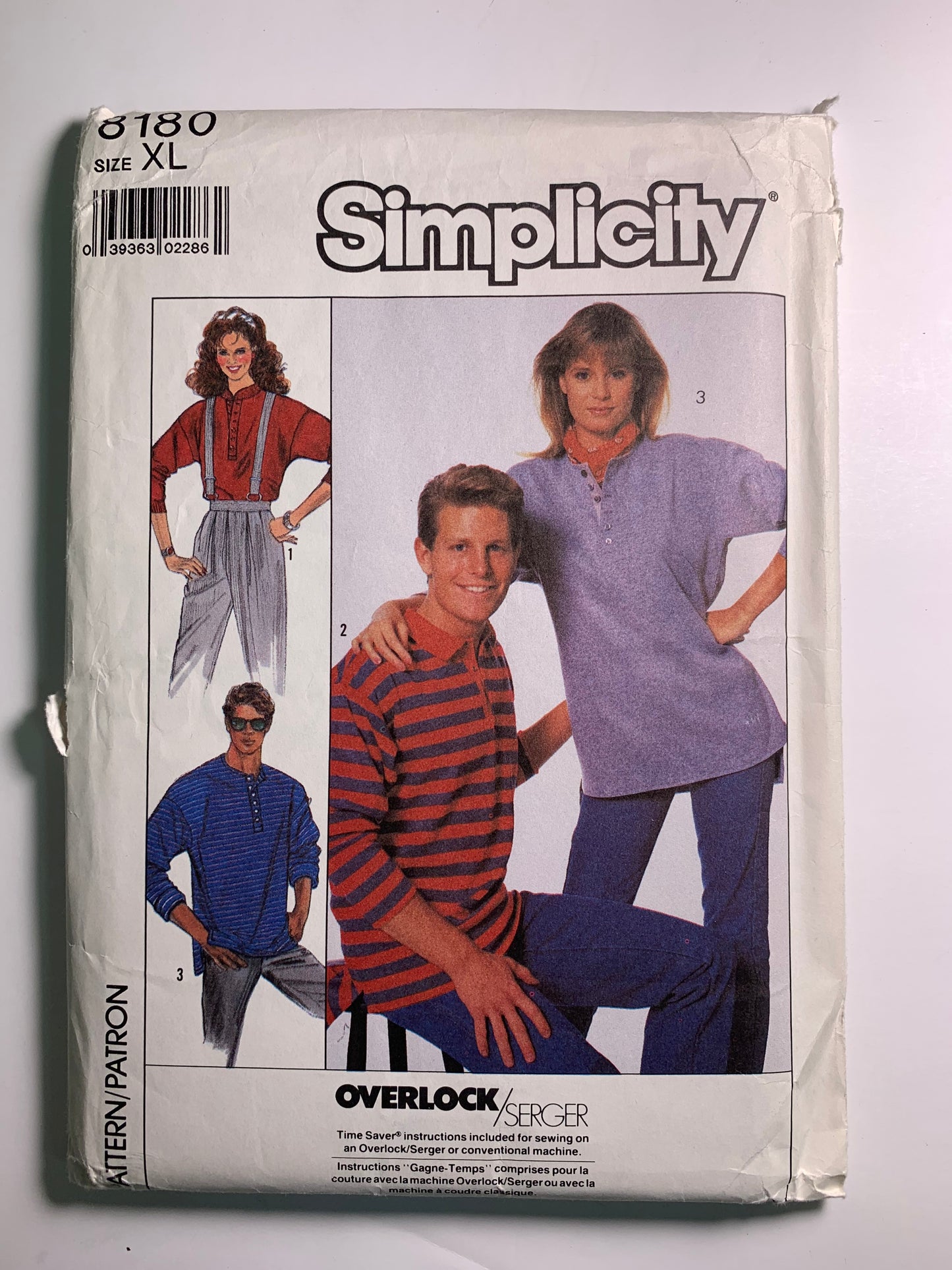 Simplicity 8180 Misses' Men's, Teens, Size 42-44, Uncut, Vintage 1987