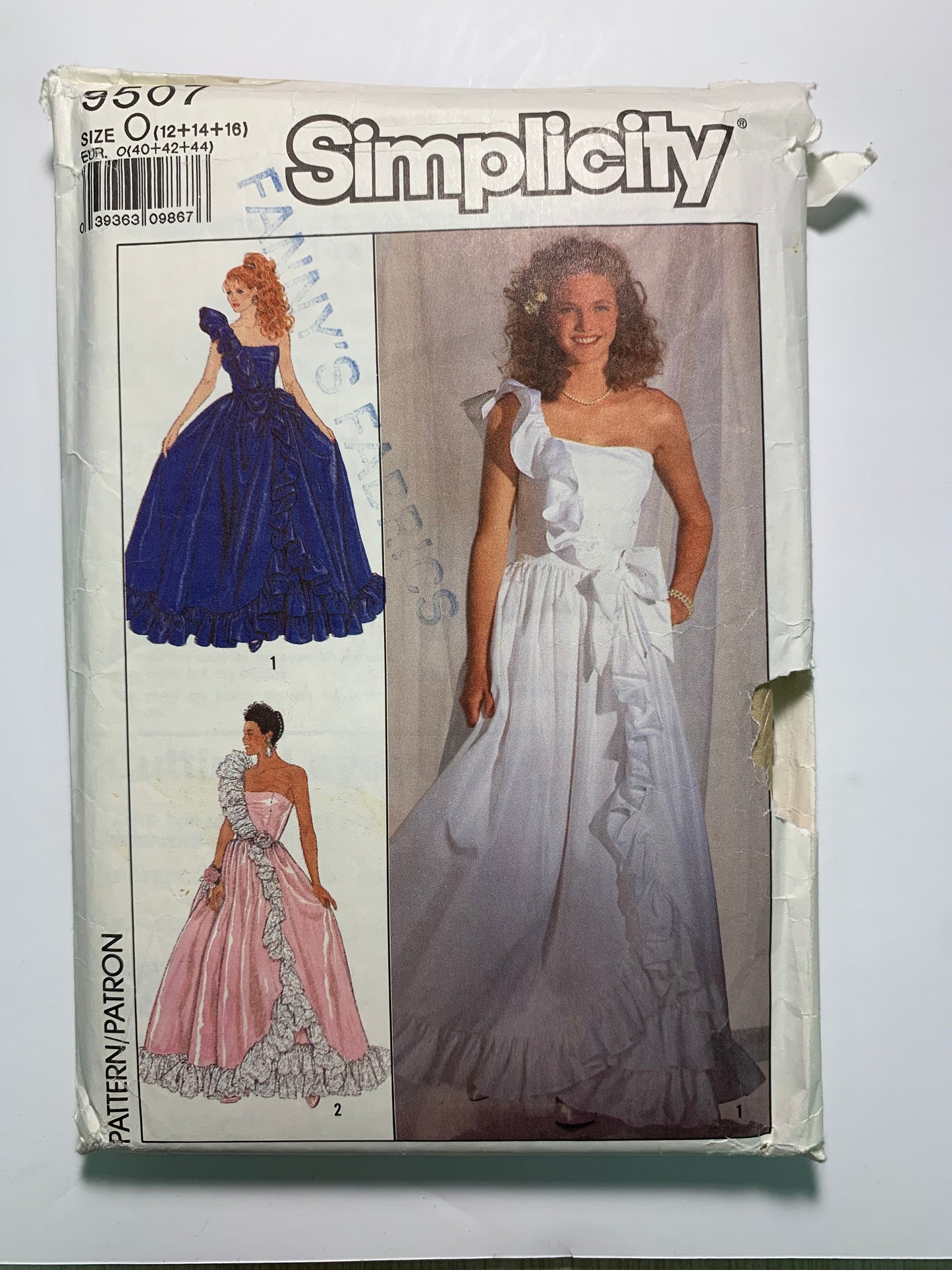 Simplicity 9507 Misses' Dress, Size 12-16, Cut, Vintage 1989