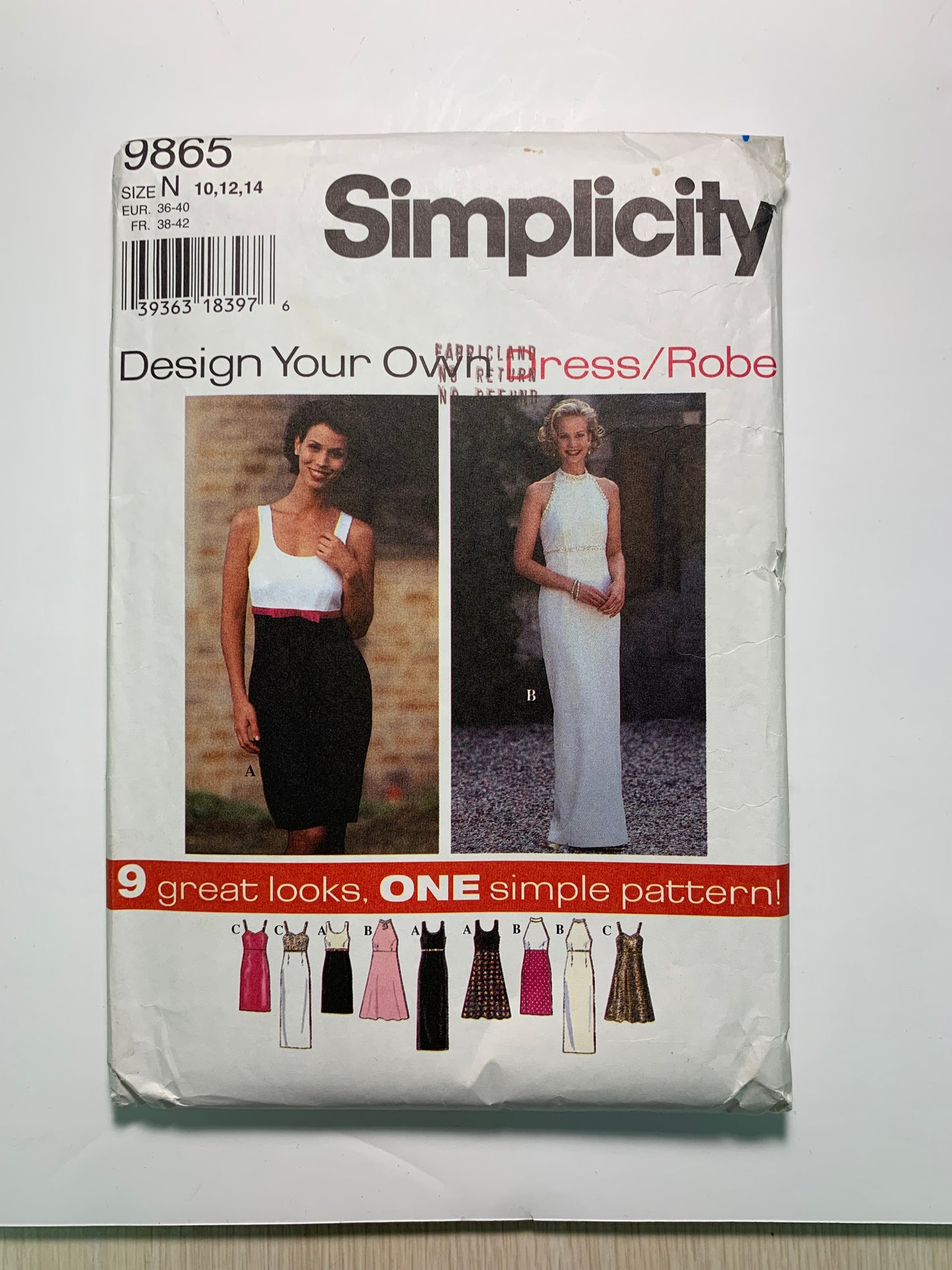 Simplicity 9865 Misses' Petite Dress, Size 10-14, Uncut, Vintage 1996