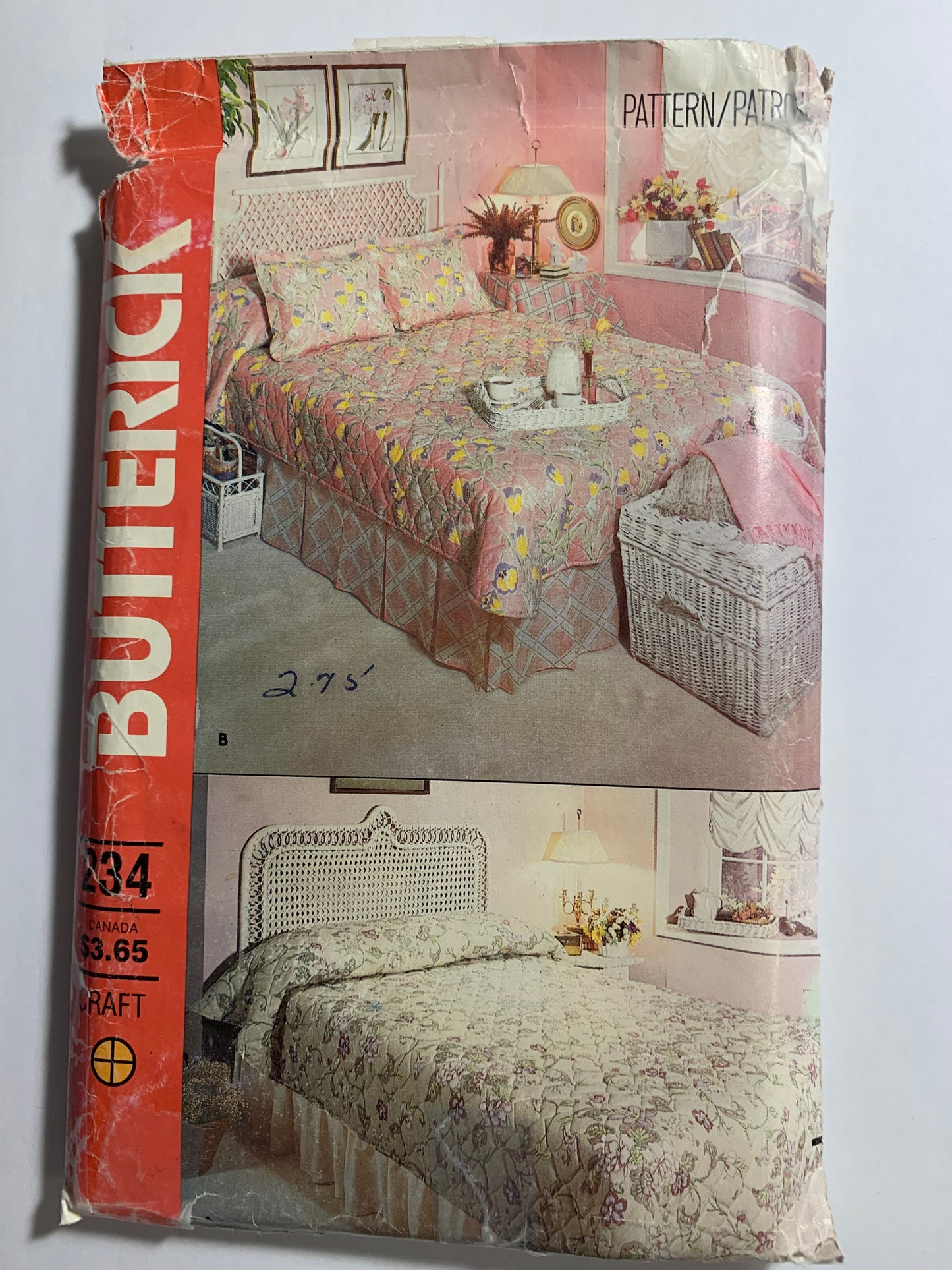 Butterick Sewing Pattern 234 Bed Covering Jacket, Bedspread, Blanket, Lined, Dust Ruffles, 3 Sizes, Uncut, Vintage 1990