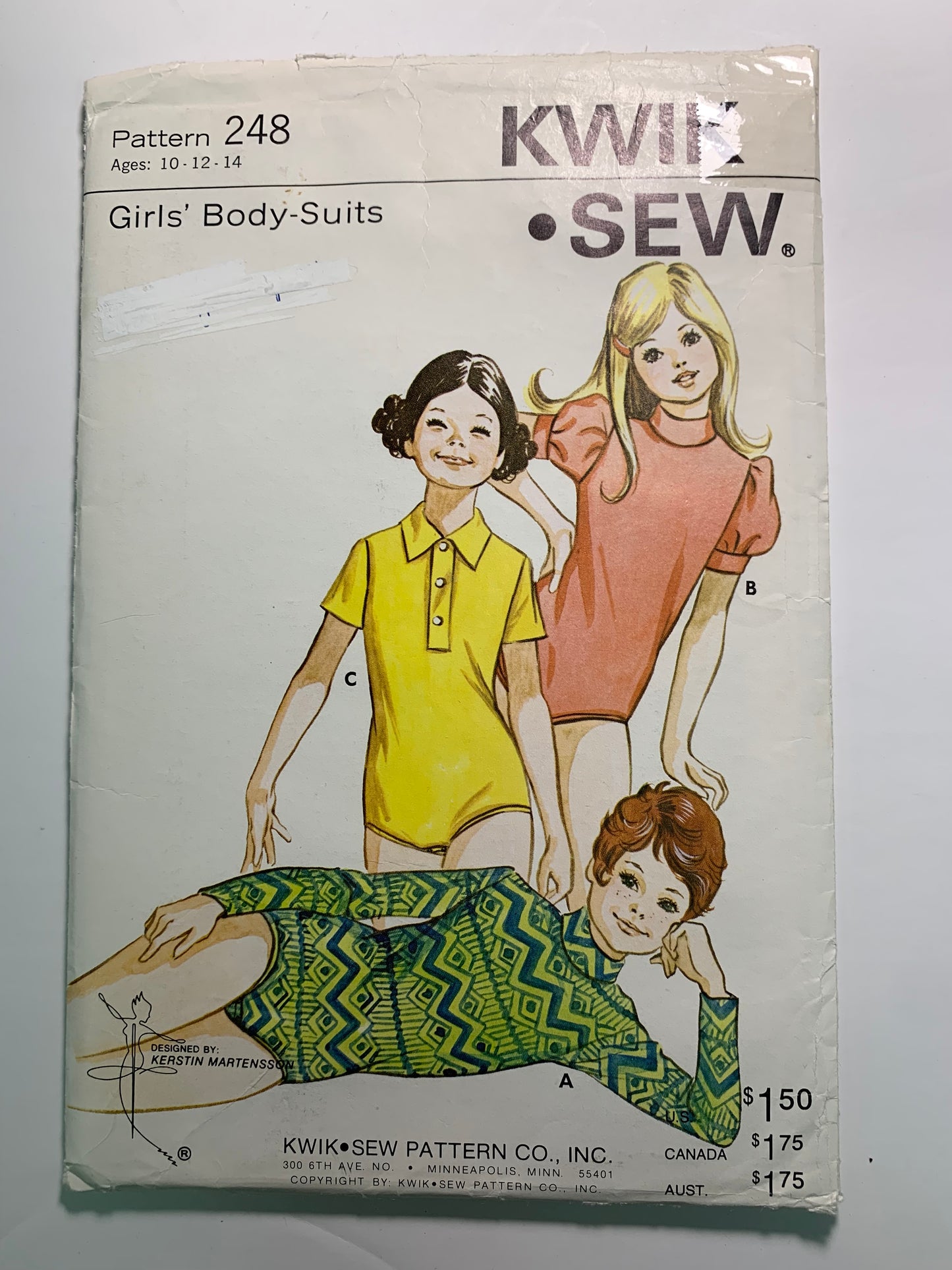 KWIK 248 Girls' Body-Suit, Onesie, Size 10-14, Uncut