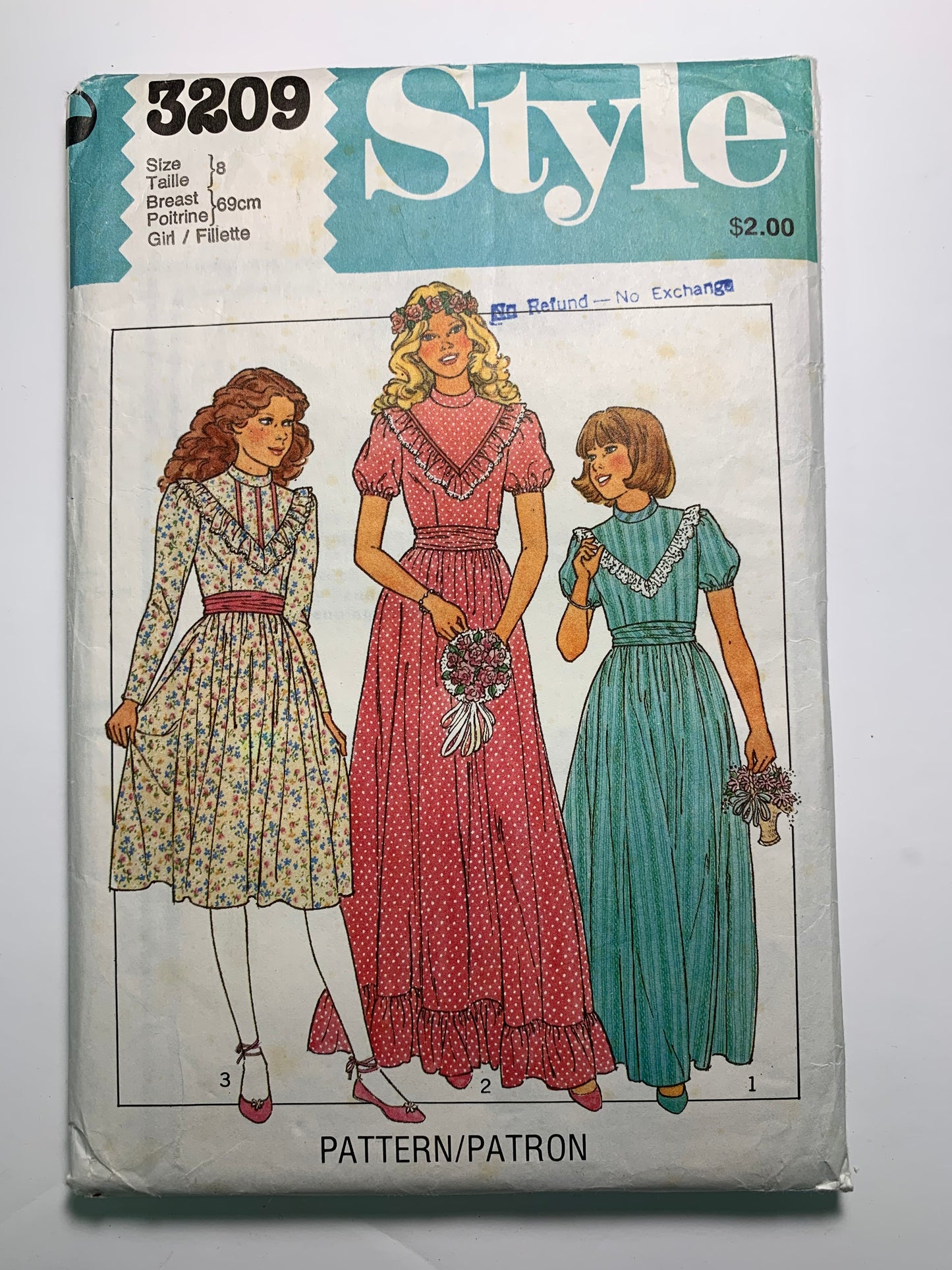 Style 3209 Girls' Bridesmaid's Party Dress, Size 8, Cut, Vintage 1980