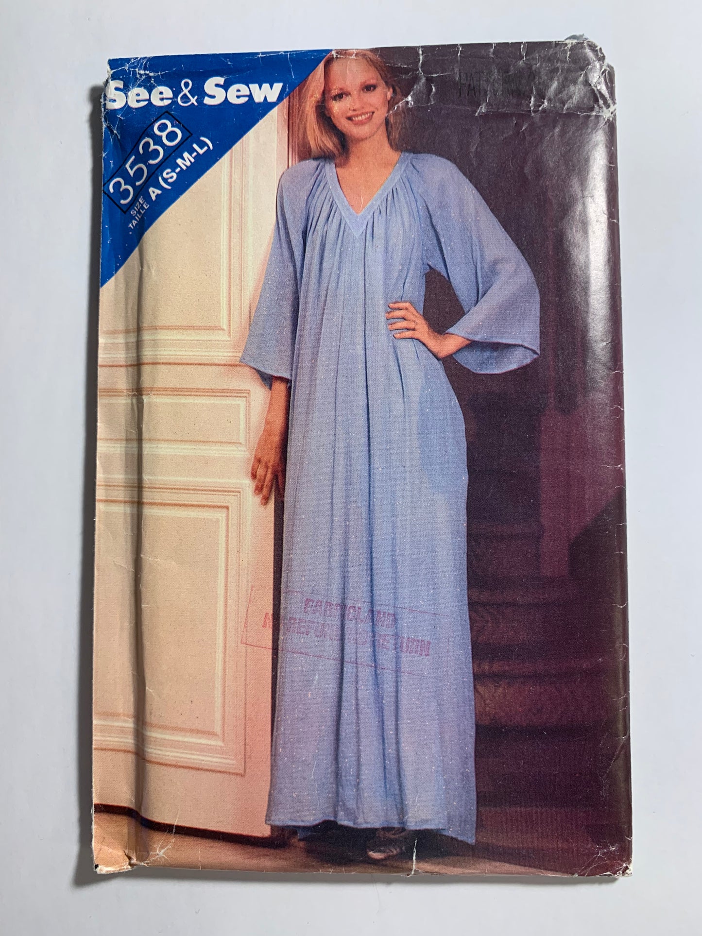 Butterick Sewing Pattern See & Sew 3538 Misses' Caftan, Loose-Fitting, Long Raglan Sleeves, Pockets, Size 8-18, Uncut, Vintage 1980