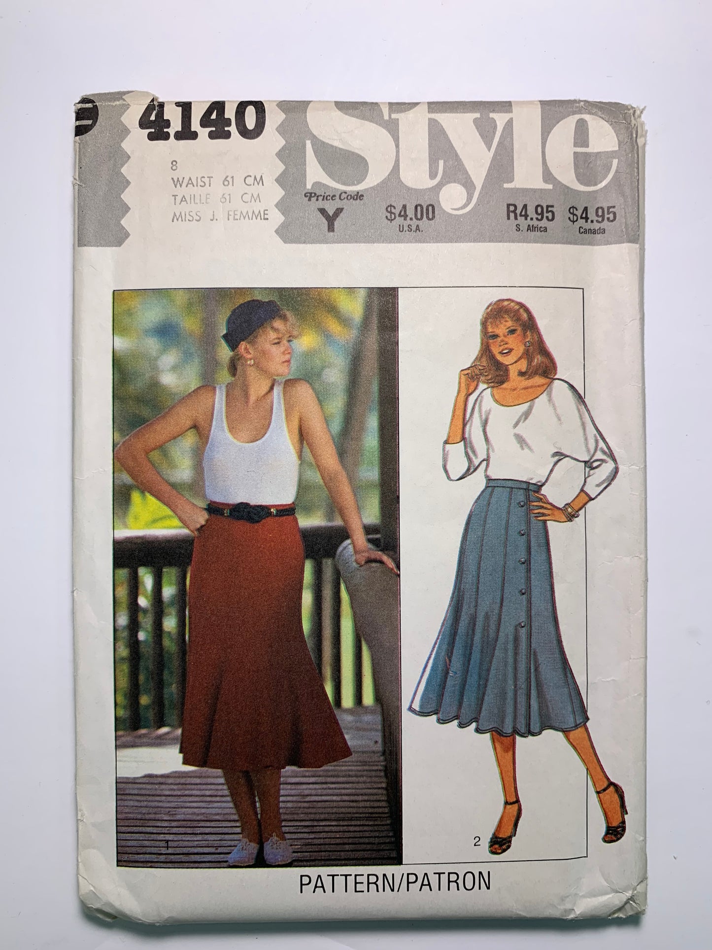 Style 4140 Misses' Skirt, Size 8, Cut, Vintage 1984