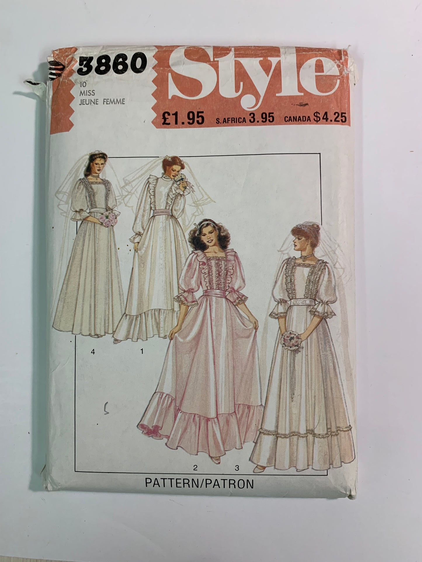 Style 3860 Misses' Lined wedding, Bridesmaid Dresses, Size 10, Uncut, Vintage 1982