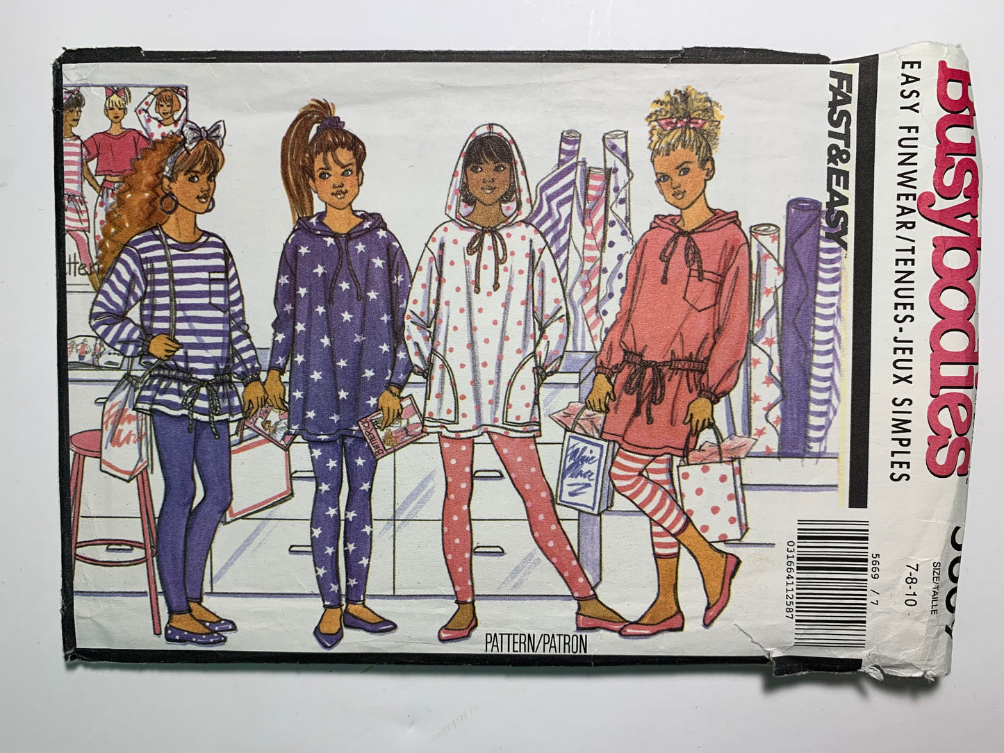 Butterick 5669 Busybodies Girls' Dress, Top, Leggings, Size 7-10, Uncut, Vintage 1991