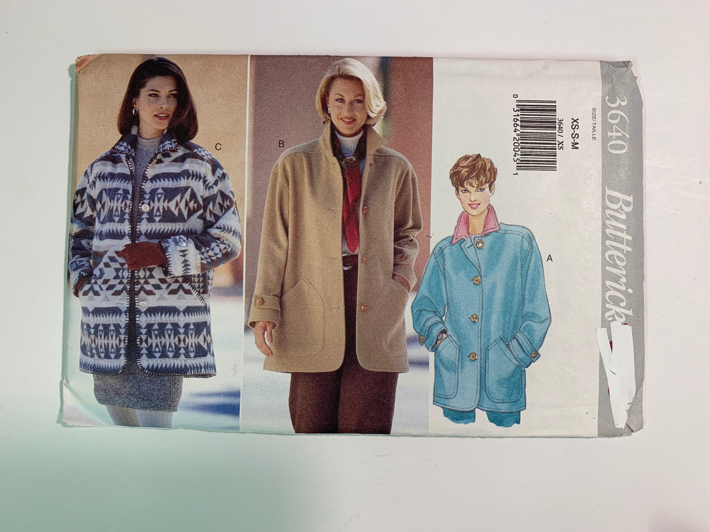 Butterick 3640 Butterick Sewing Pattern 3640 Misses' Jacket, Coats, Loose-Fitting, Collar, Pockets, Long Sleeves, Size 6-14 Uncut, Vintage 1994